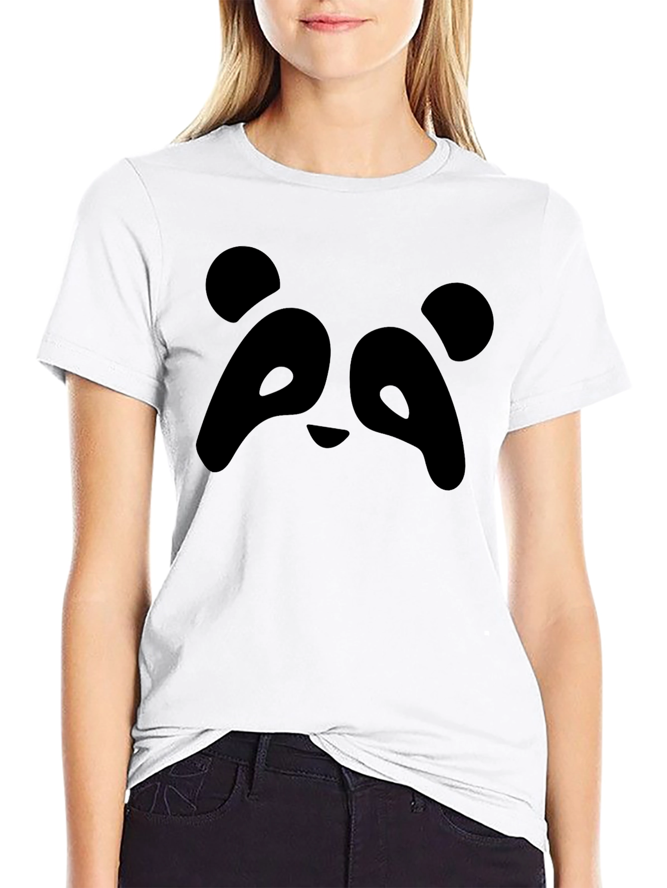Panda Face Graphic Black T-Shirt - Unisex
