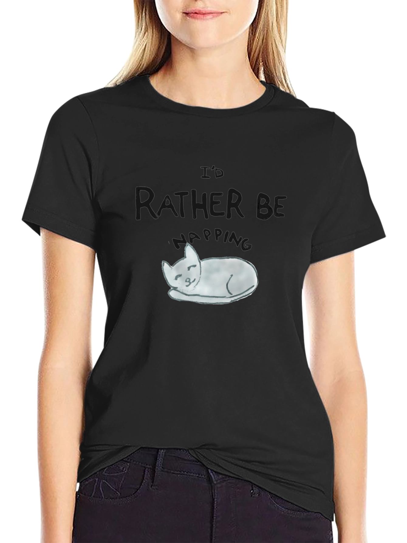 Relaxed Cat Graphic T-Shirt - Soft Cotton Tee