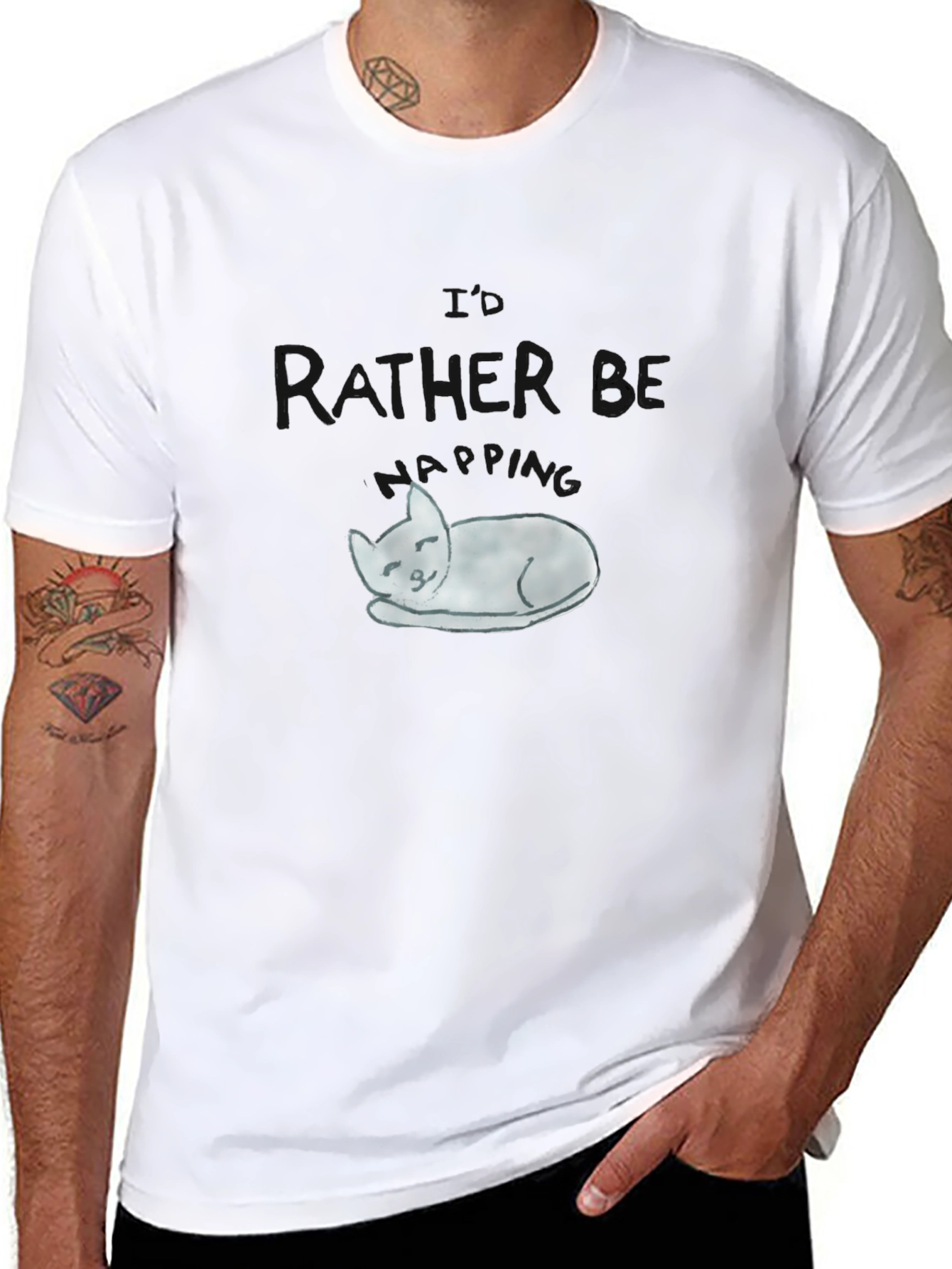 Relaxed Cat Graphic T-Shirt - Soft Cotton Tee