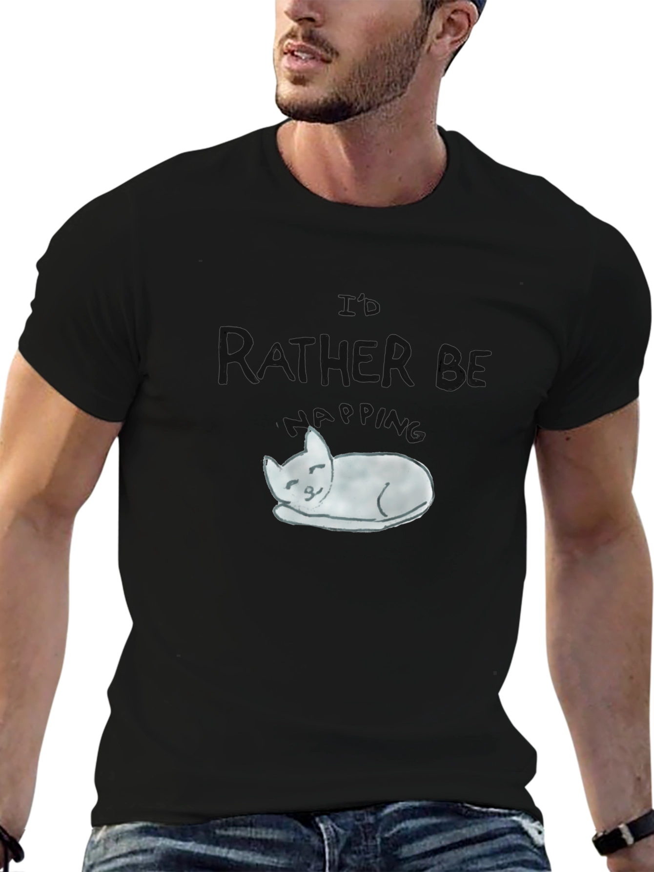 Relaxed Cat Graphic T-Shirt - Soft Cotton Tee