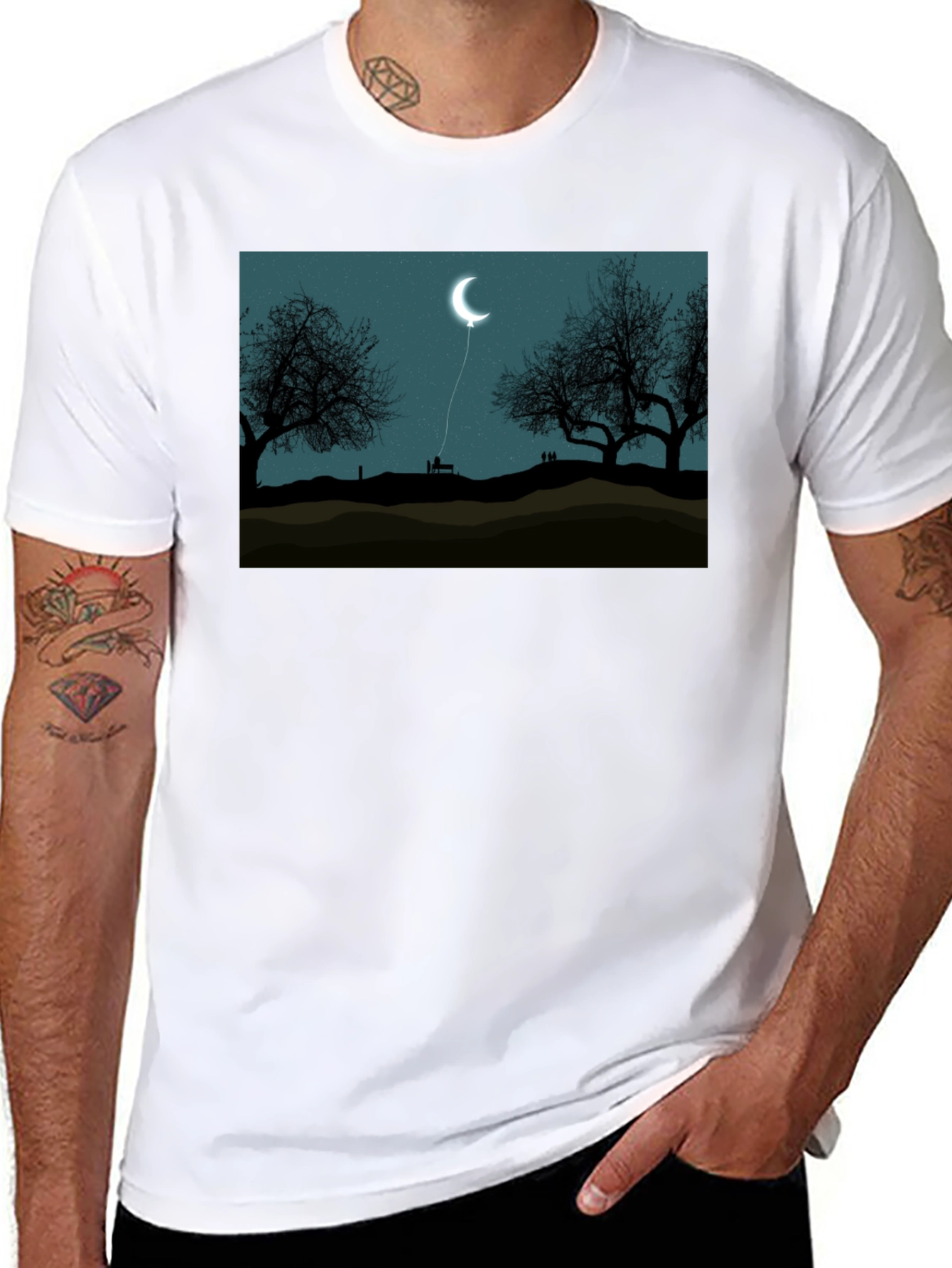 Moon Balloon Graphic Tee - Dark Night Design