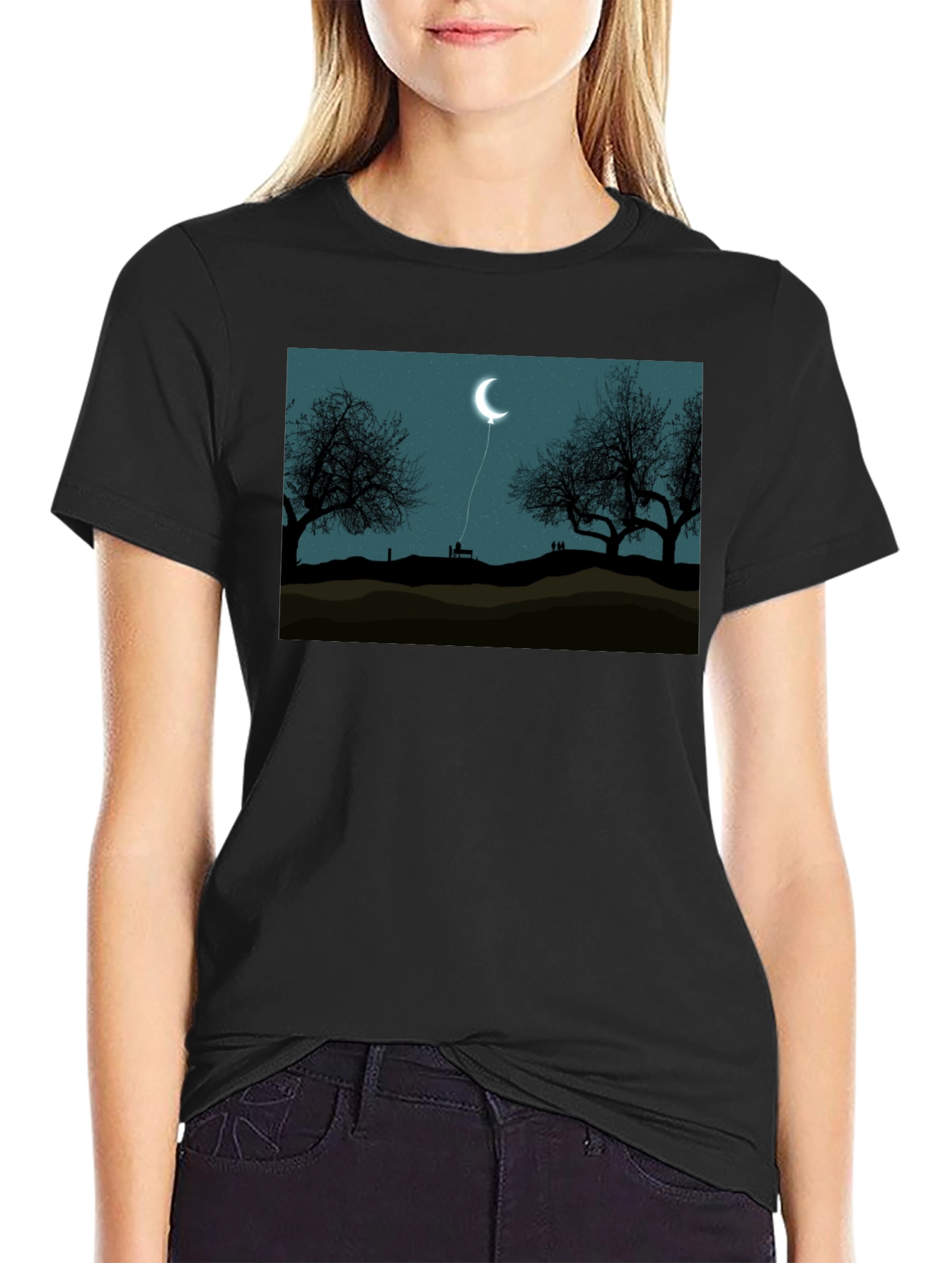 Moon Balloon Graphic Tee - Dark Night Design