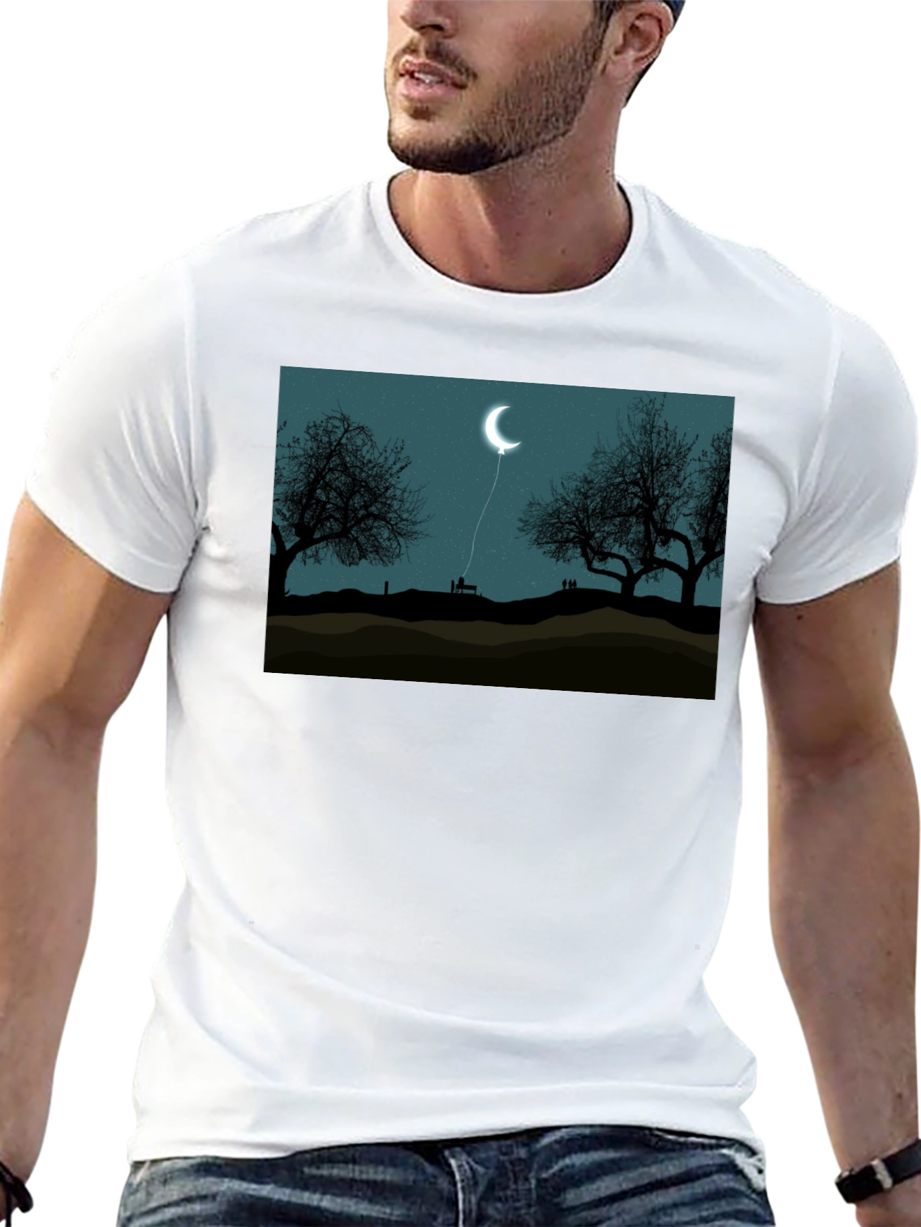 Moon Balloon Graphic Tee - Dark Night Design