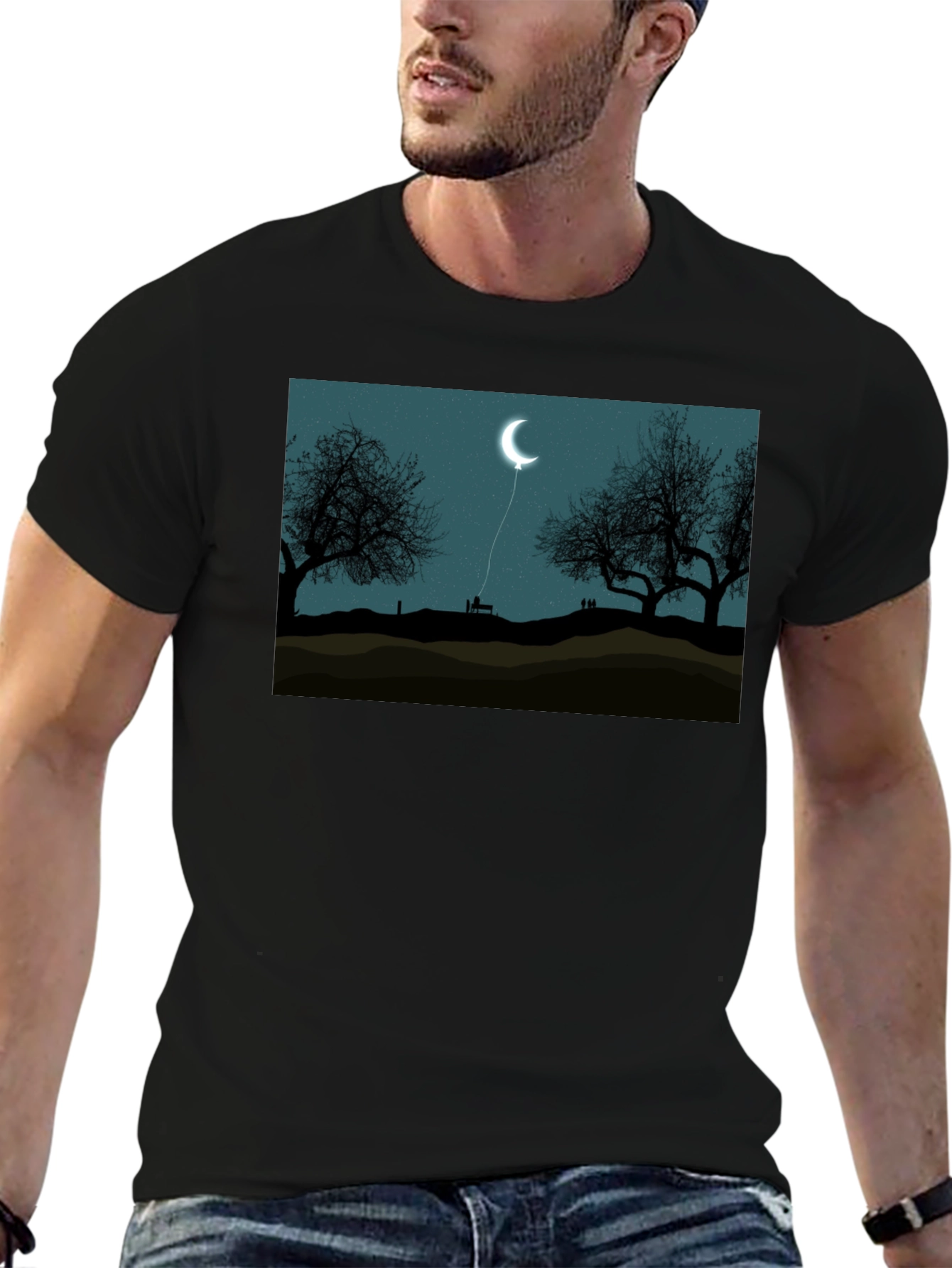Moon Balloon Graphic Tee - Dark Night Design