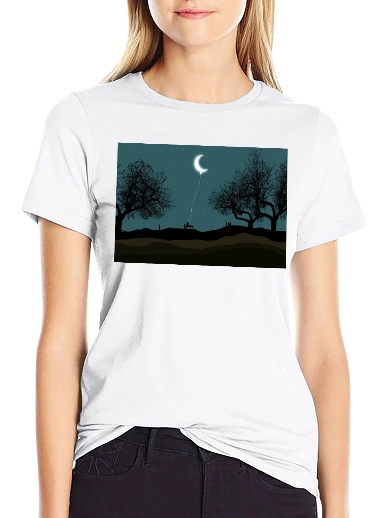 Moon Balloon Graphic Tee - Dark Night Design