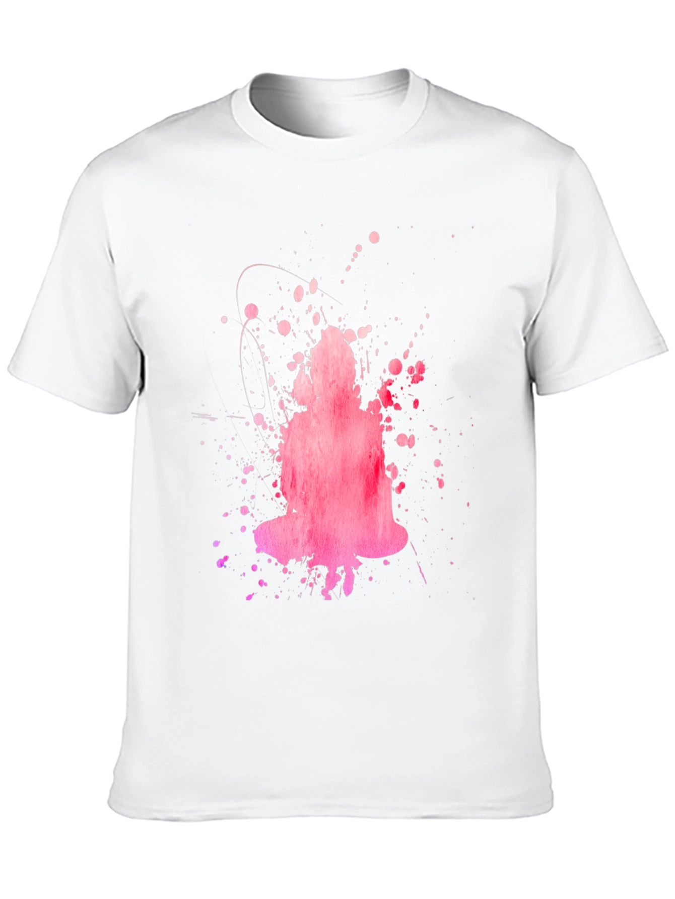Abstract Pink Buddha Graphic Black T-Shirt