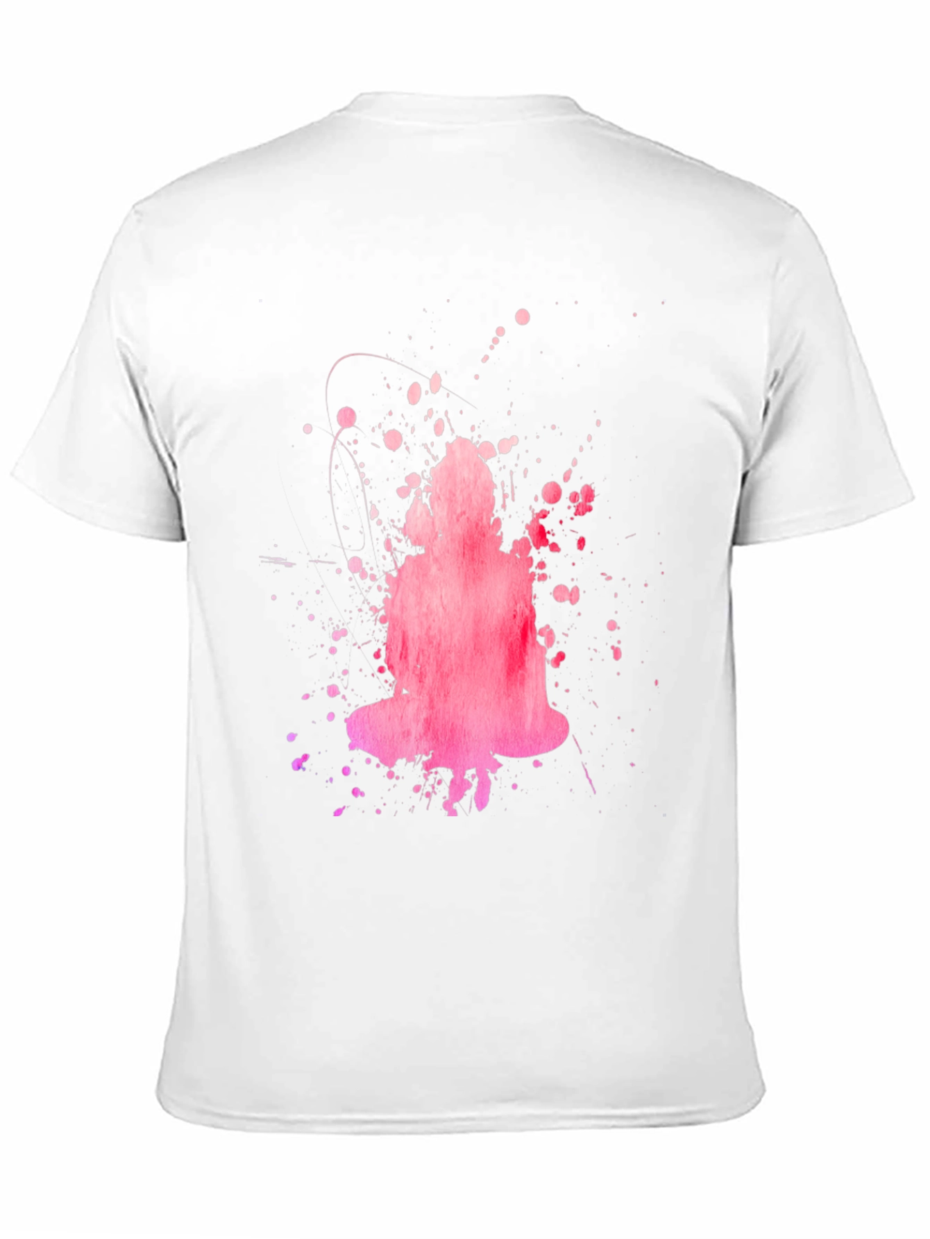 Abstract Pink Buddha Graphic Black T-Shirt