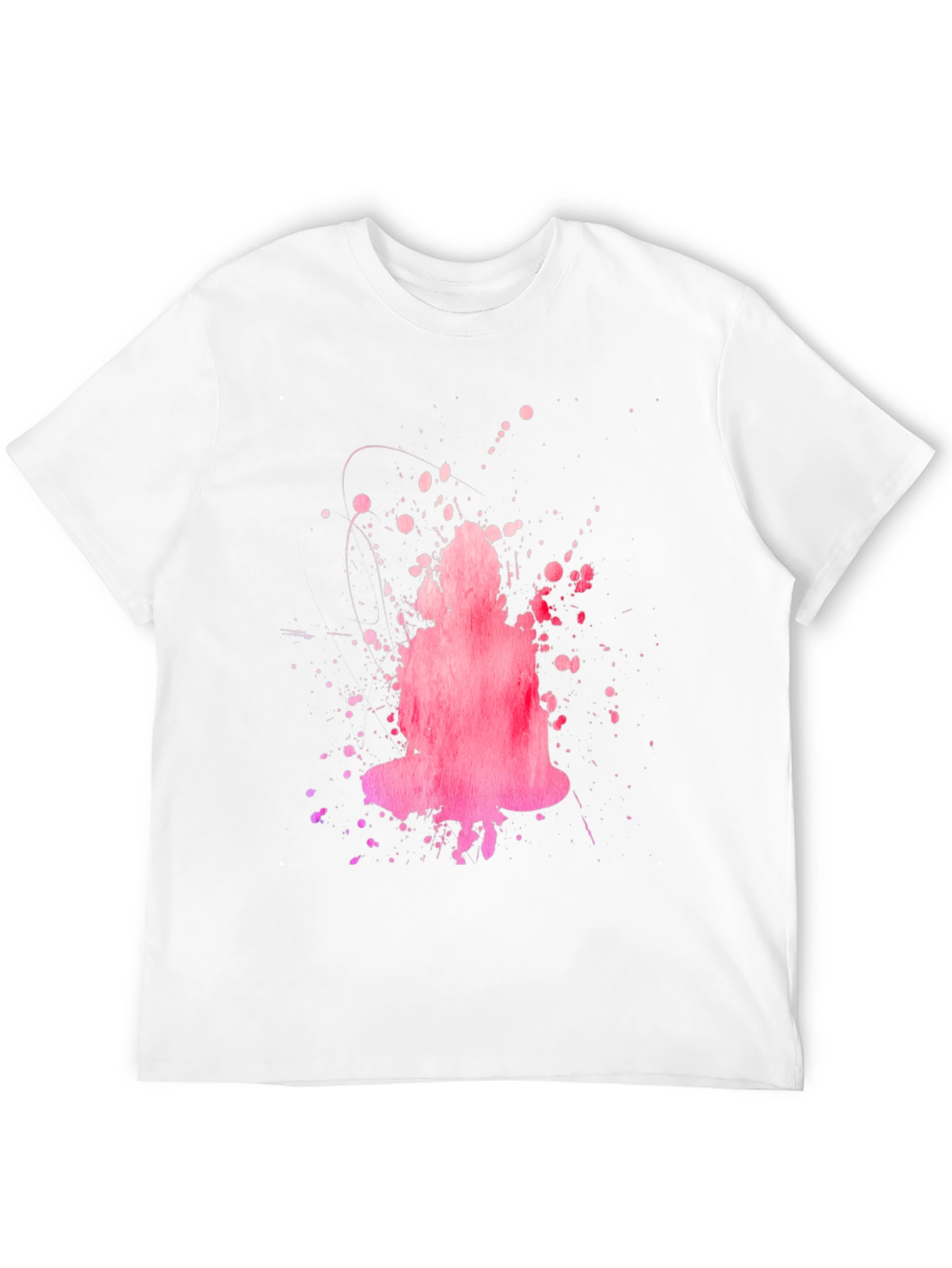 Abstract Pink Buddha Graphic Black T-Shirt