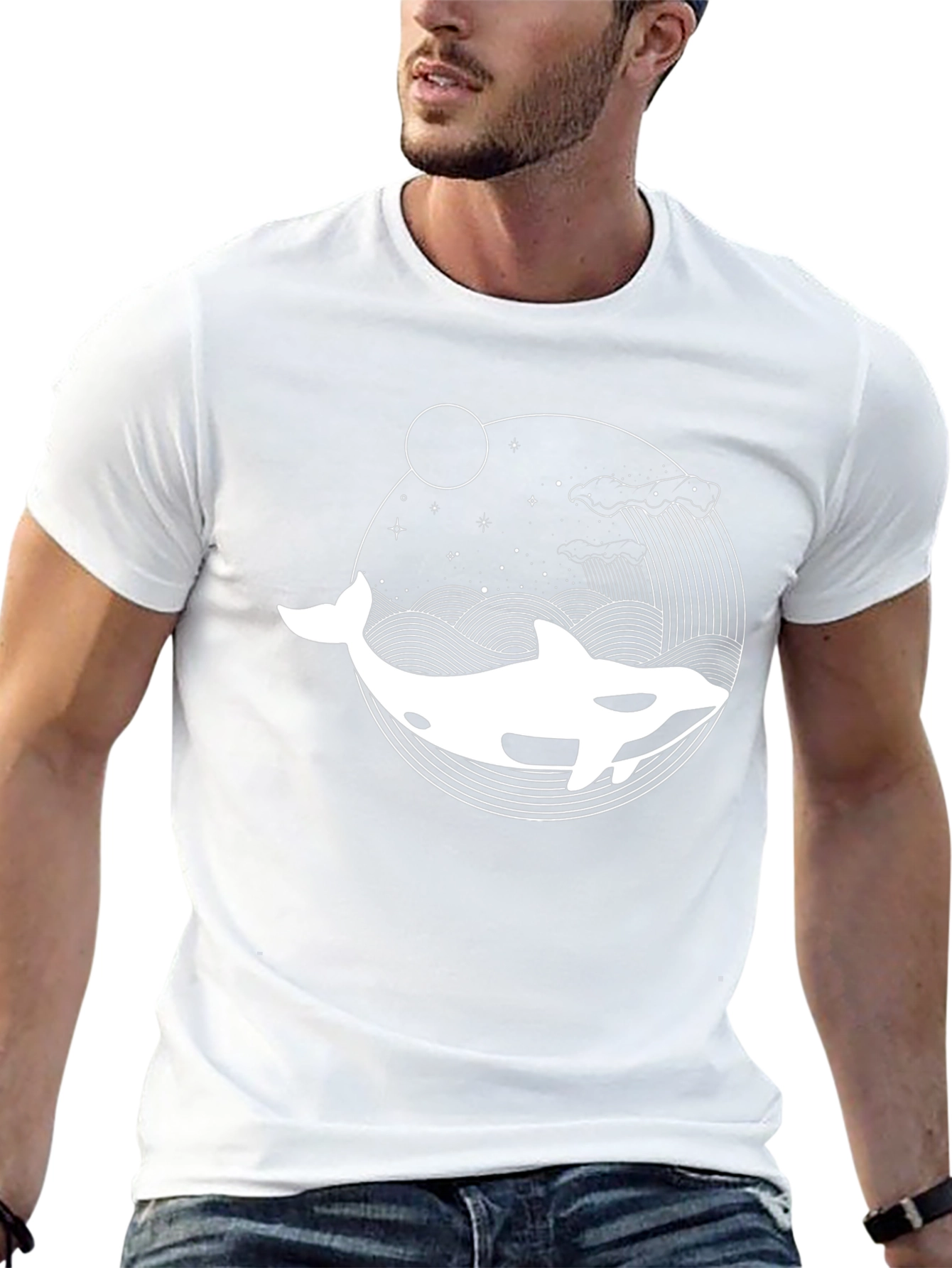 Killer Whale Graphic Tee - Black Cotton T-Shirt