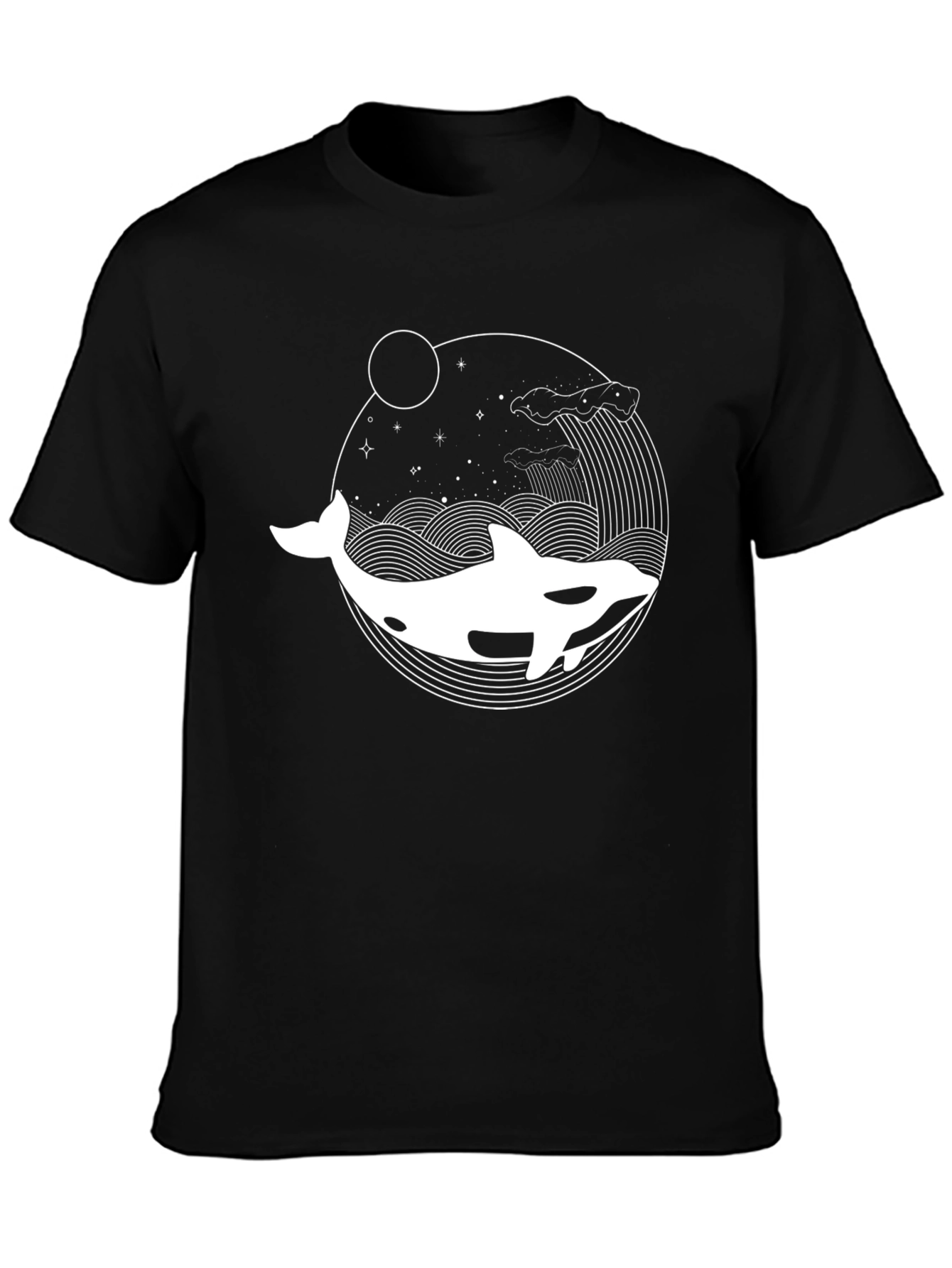 Killer Whale Graphic Tee - Black Cotton T-Shirt