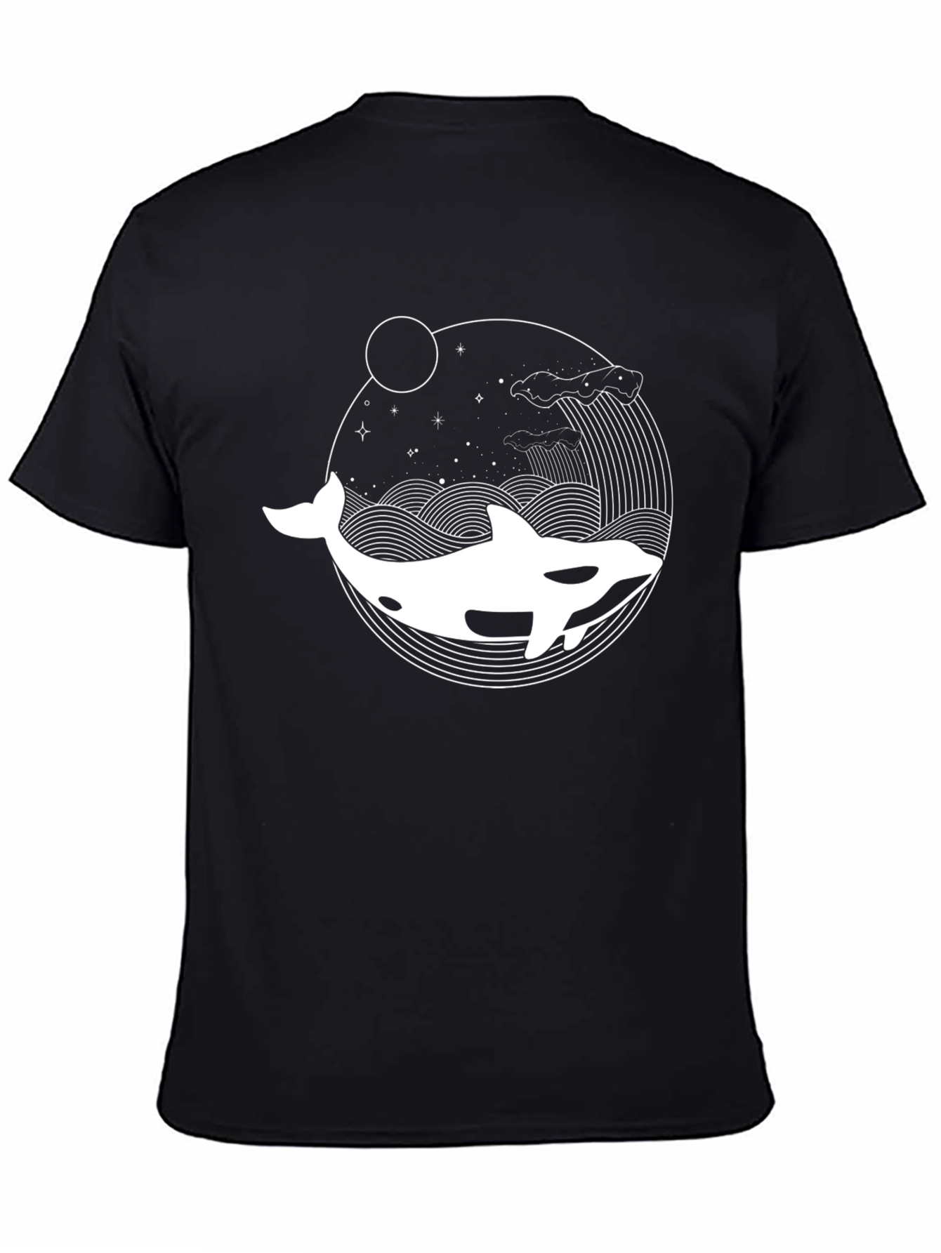 Killer Whale Graphic Tee - Black Cotton T-Shirt