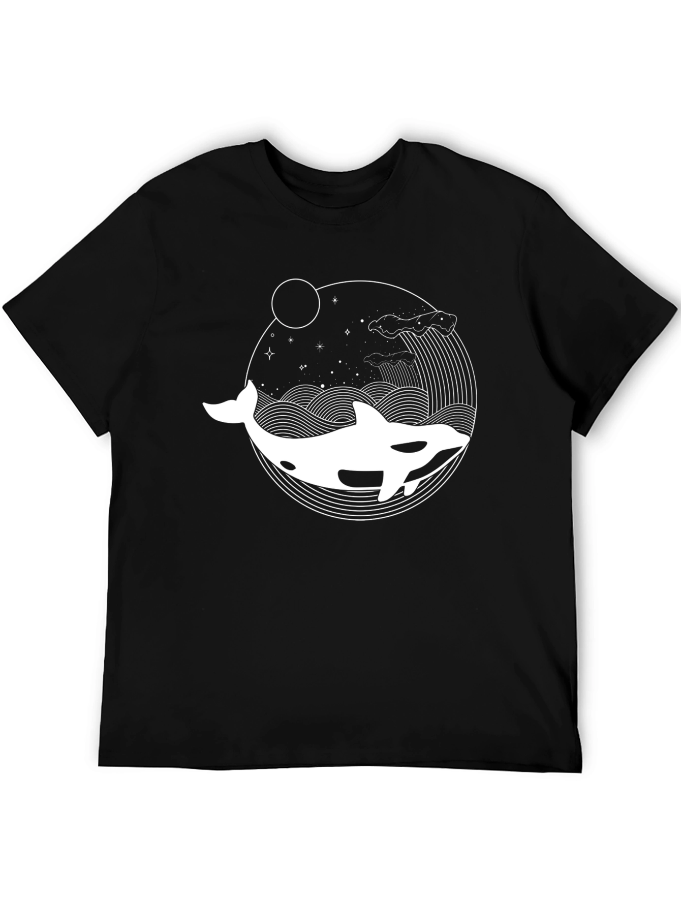Killer Whale Graphic Tee - Black Cotton T-Shirt