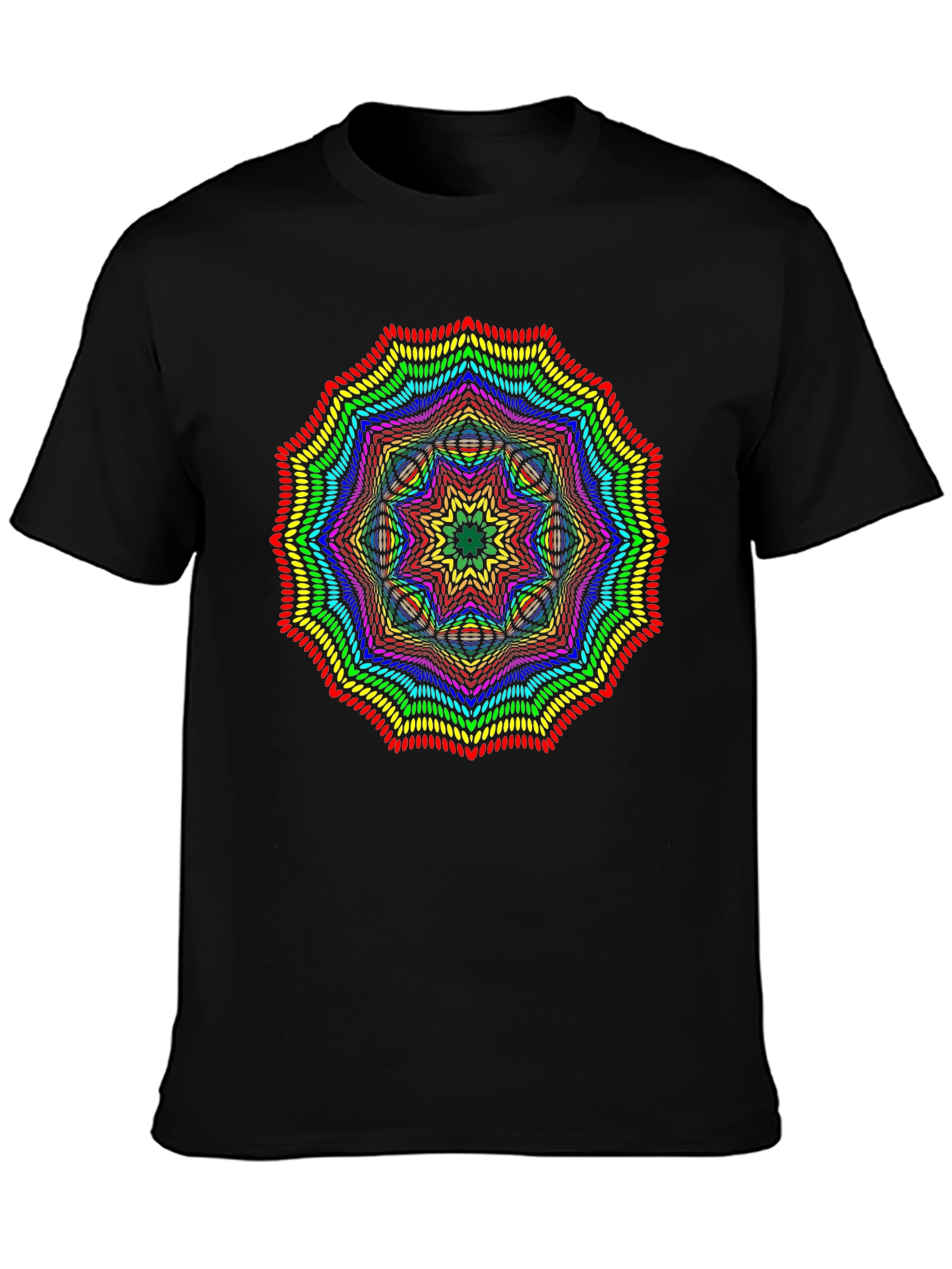 Rainbow Mandala Graphic Black T-Shirt