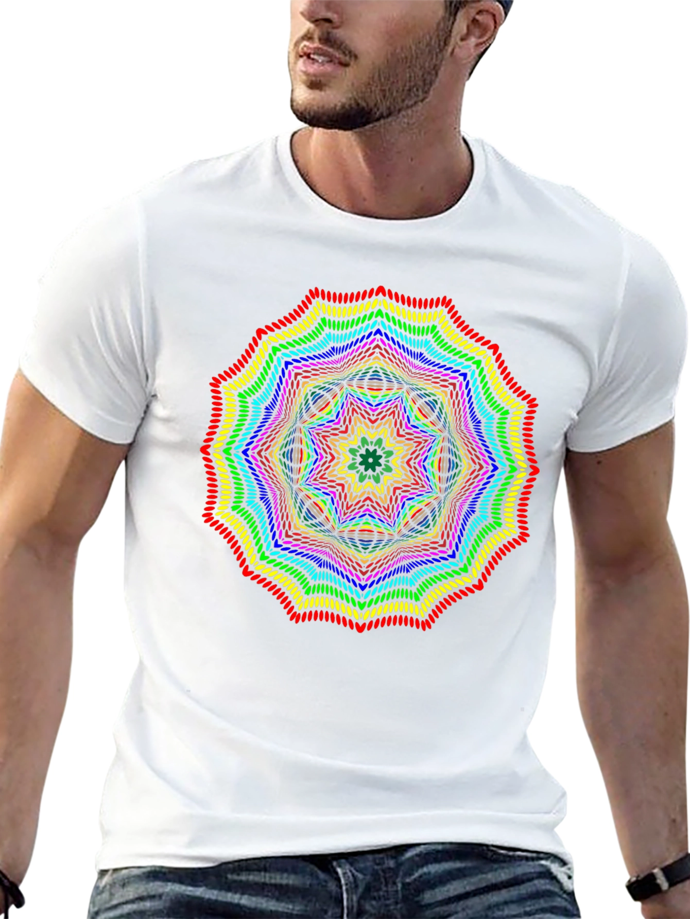 Rainbow Mandala Graphic Black T-Shirt