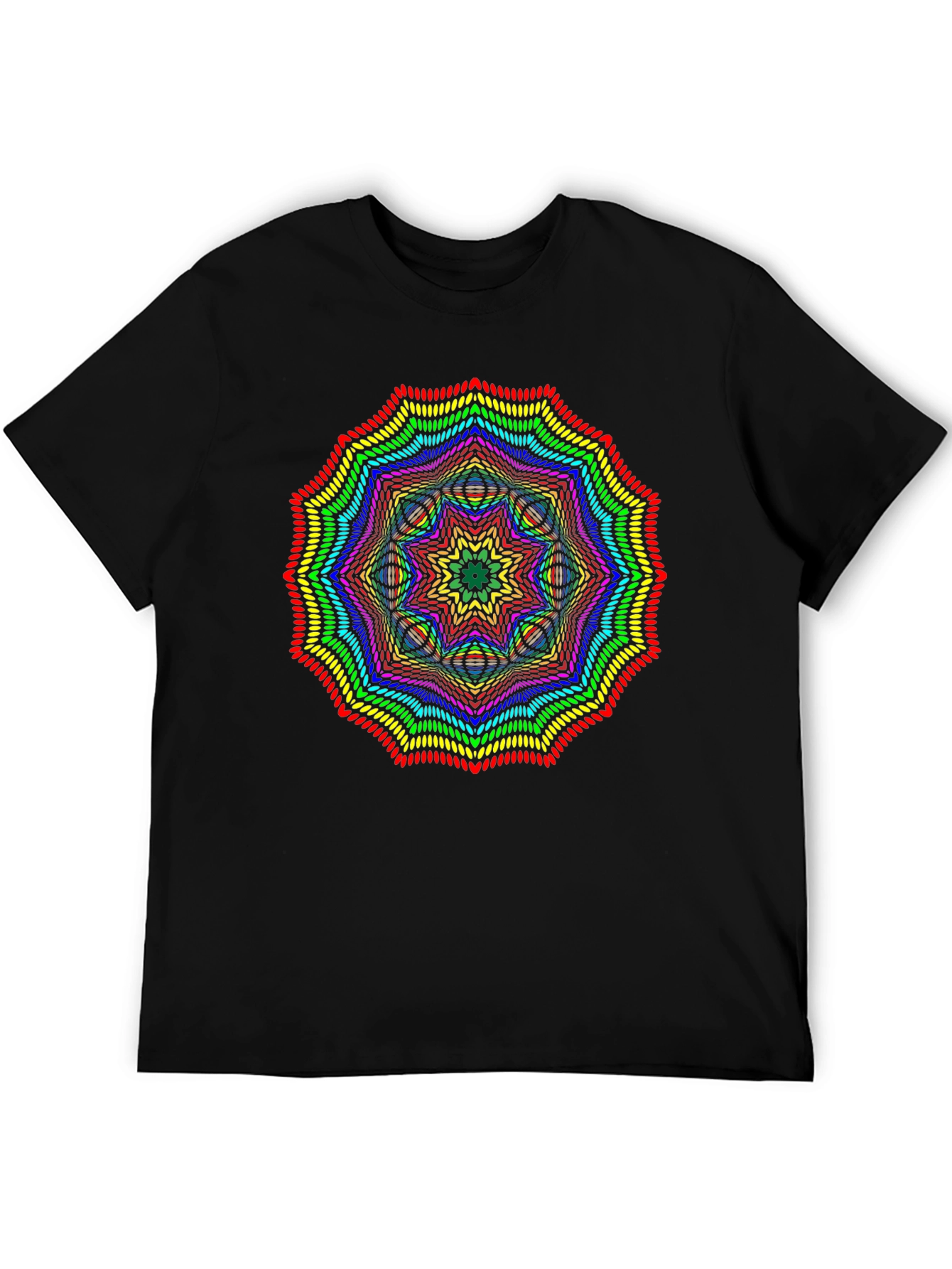 Rainbow Mandala Graphic Black T-Shirt