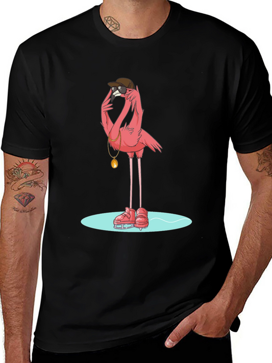 Cool Flamingo Skater Black T-Shirt