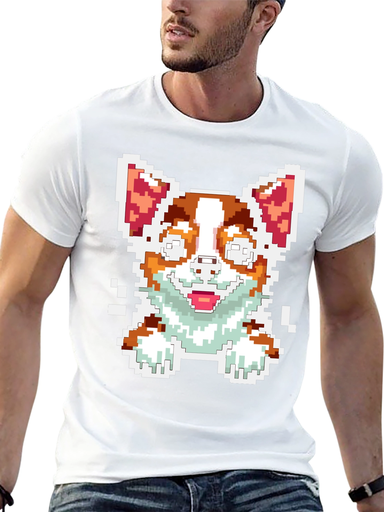 Pixel Art Corgi Dog Graphic Tee