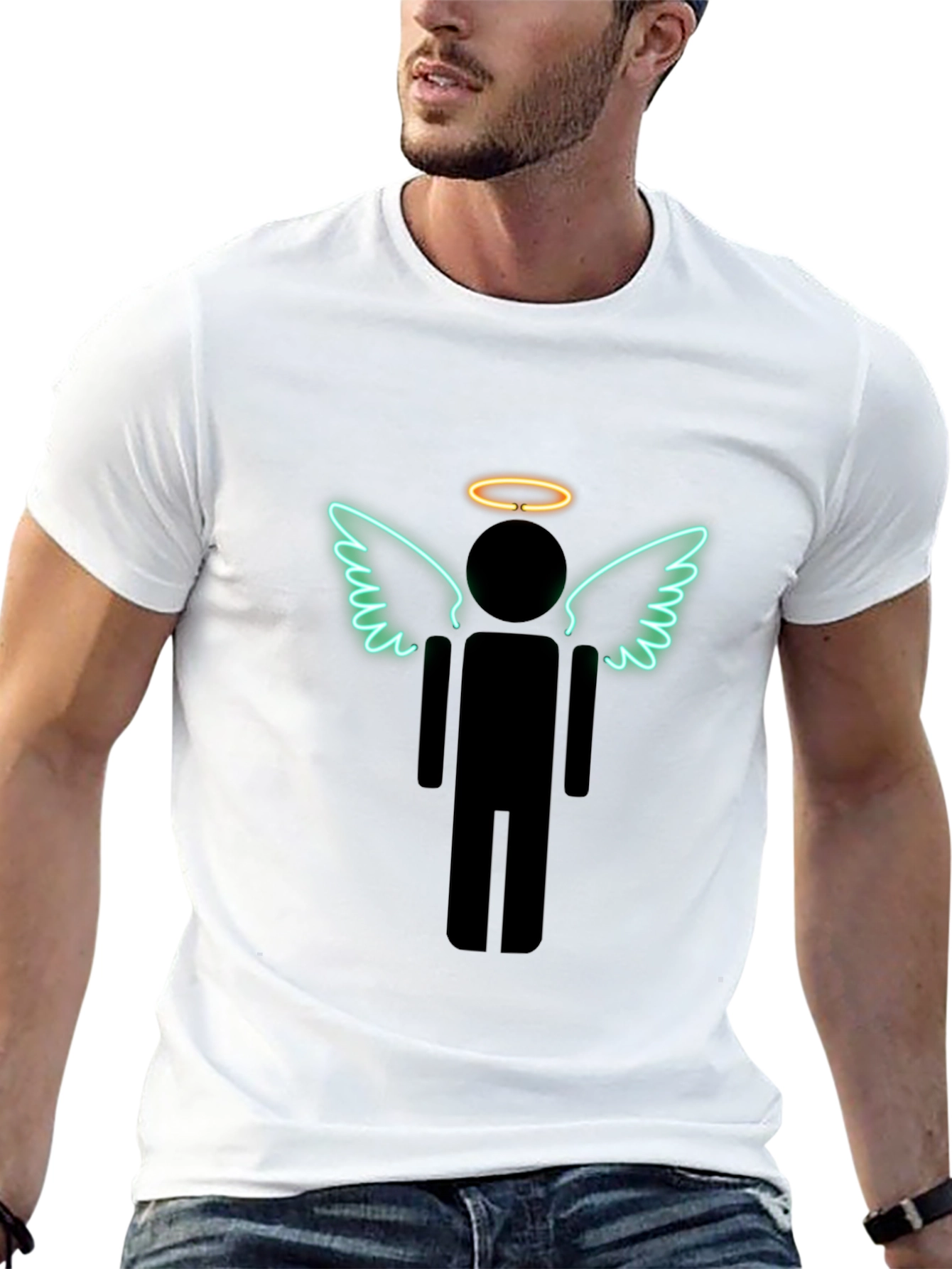 Angel Stick Figure Graphic Tee - Mens Black T-Shirt