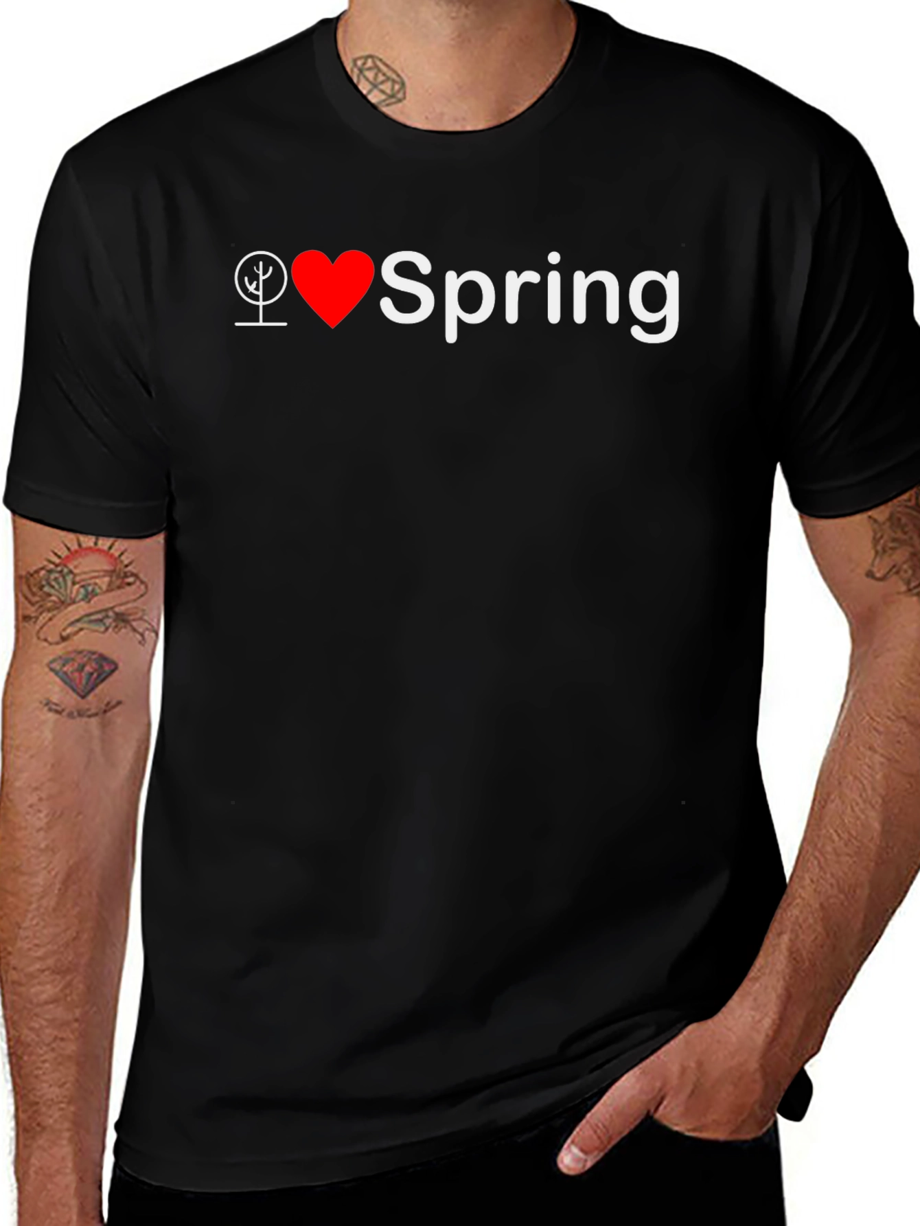 I Heart Spring Black T-Shirt