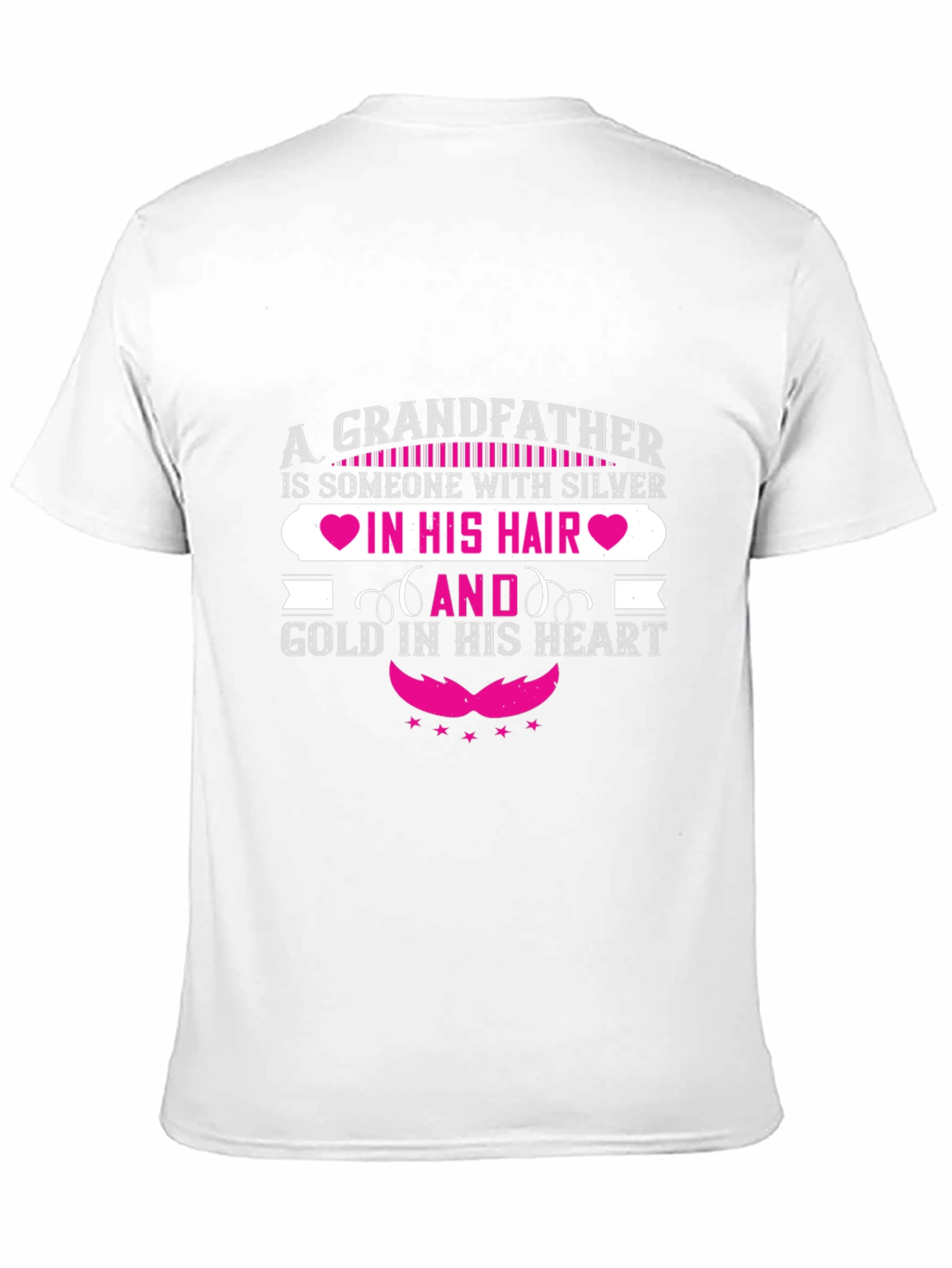 Grandfather Silver Hair Gold Heart Black T-Shirt