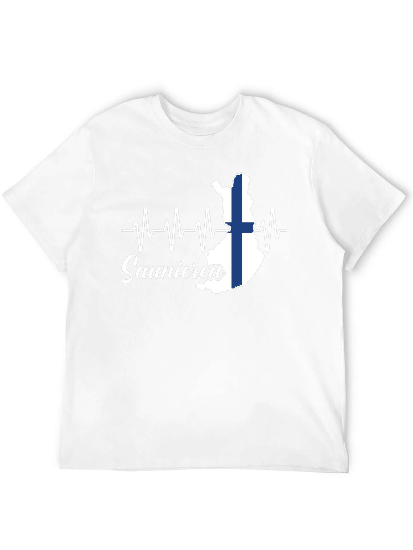 Finnish Sauna Lover T-Shirt - Finland Flag Heartbeat Design