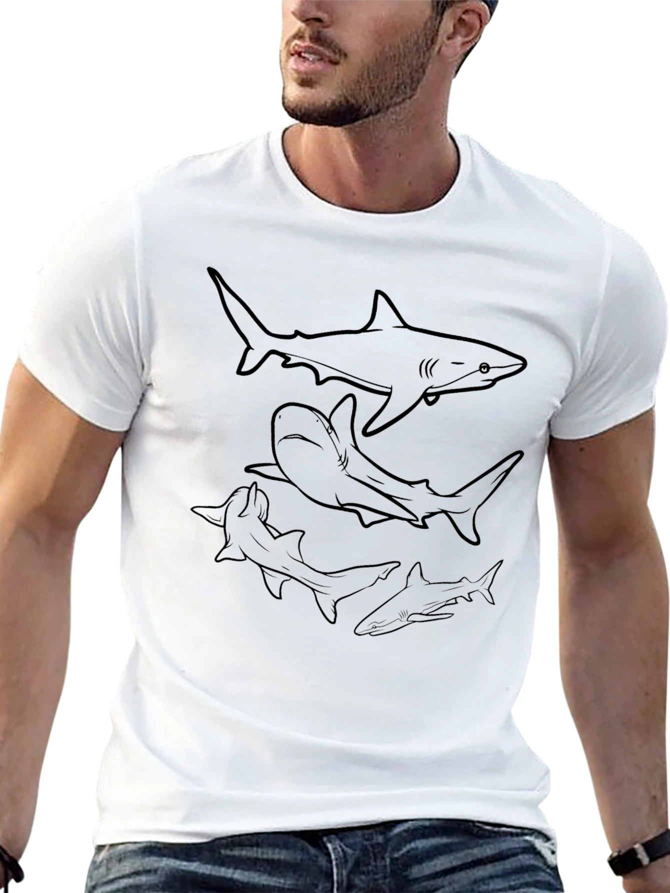 Shark Silhouette Black T-Shirt