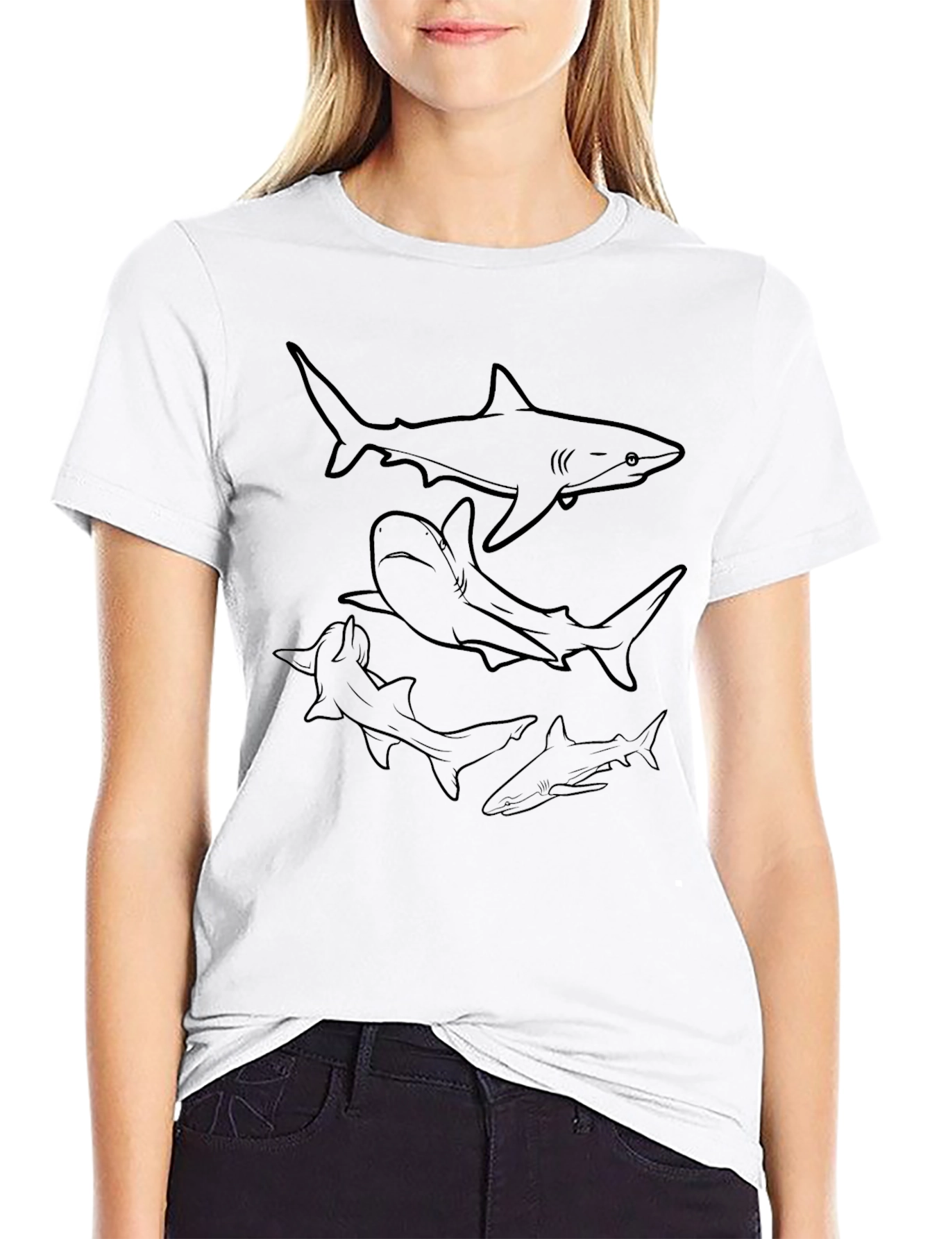 Shark Silhouette Black T-Shirt