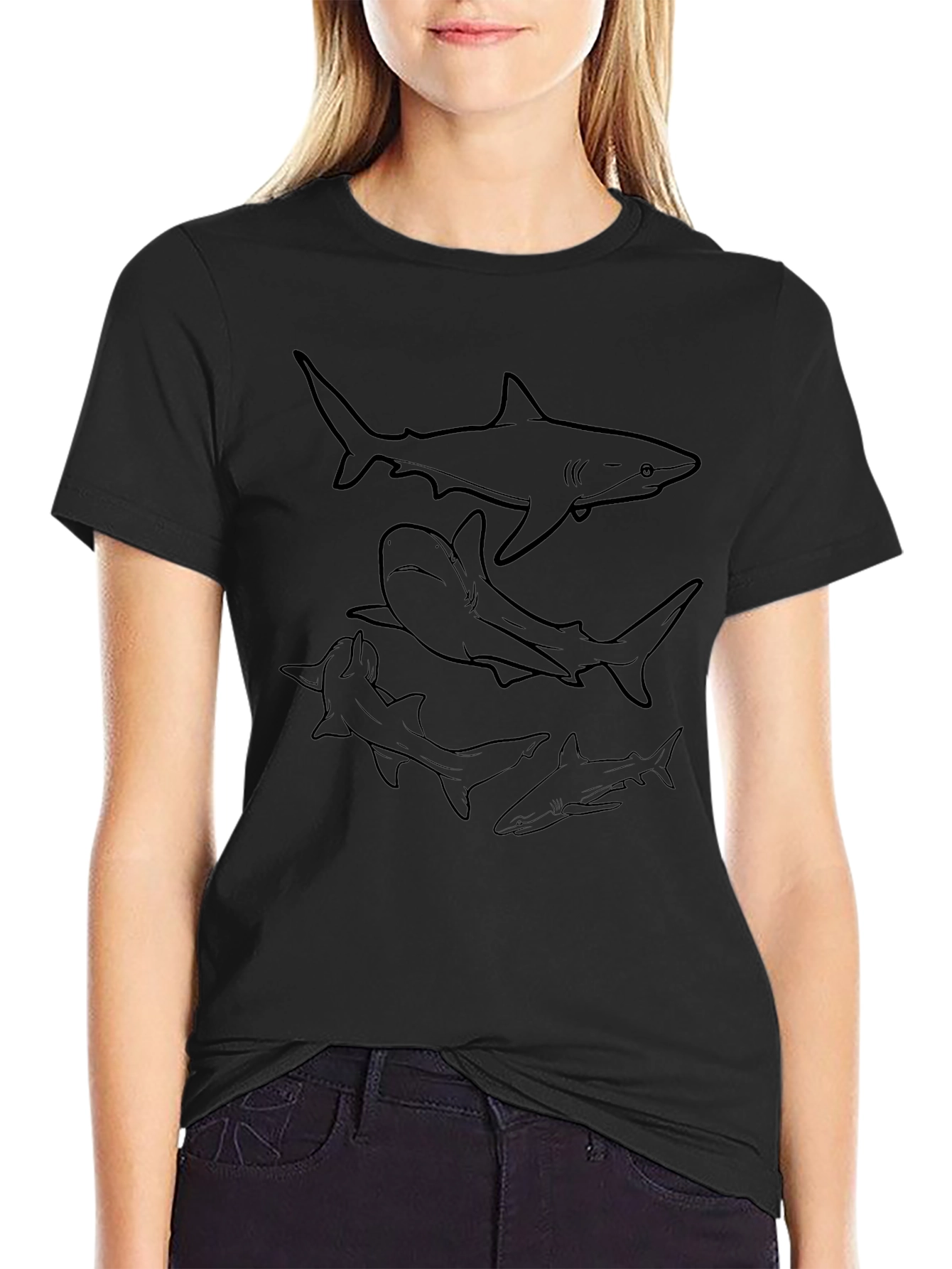 Shark Silhouette Black T-Shirt