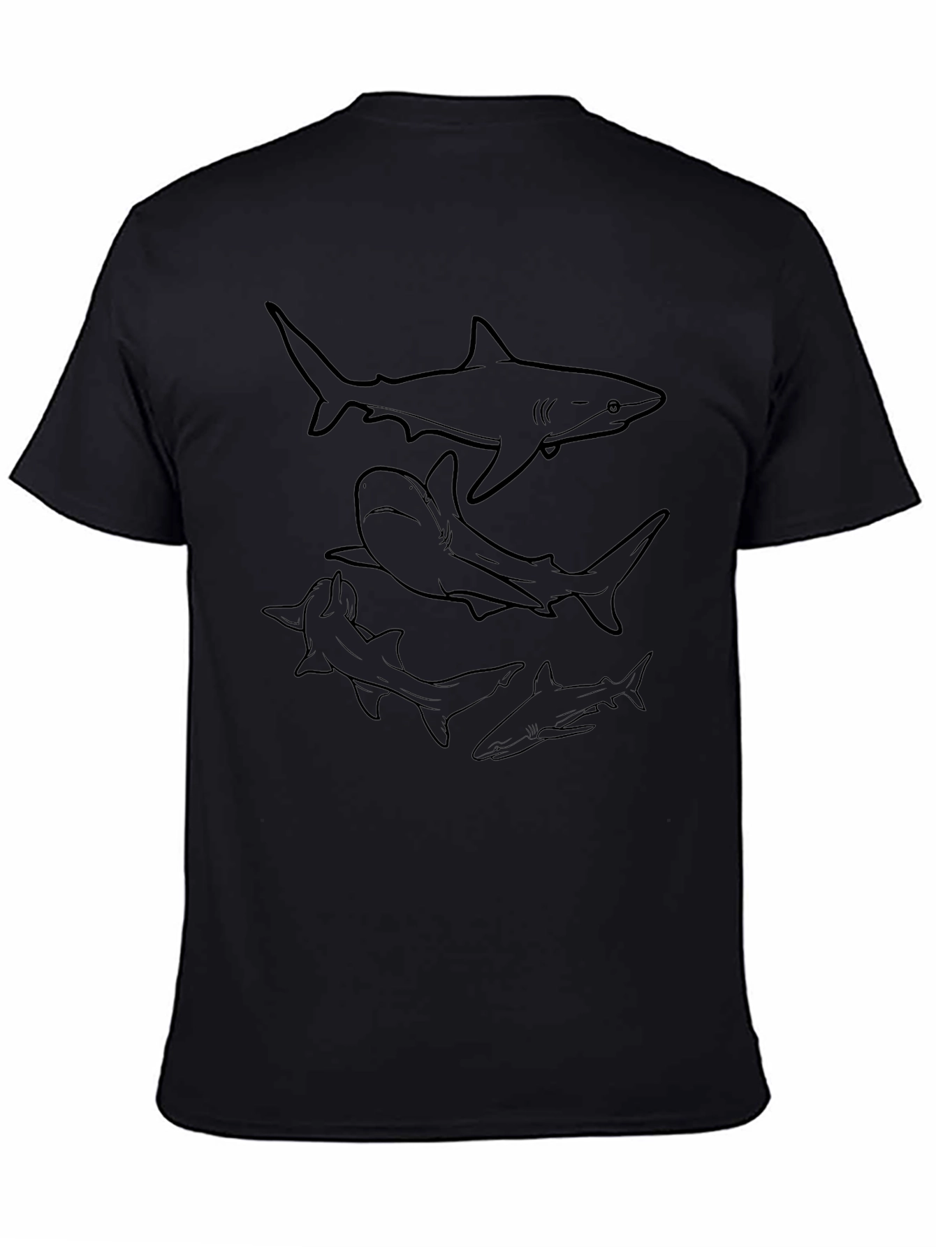 Shark Silhouette Black T-Shirt