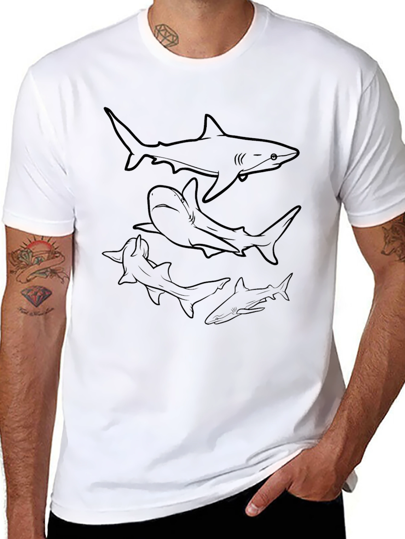 Shark Silhouette Black T-Shirt