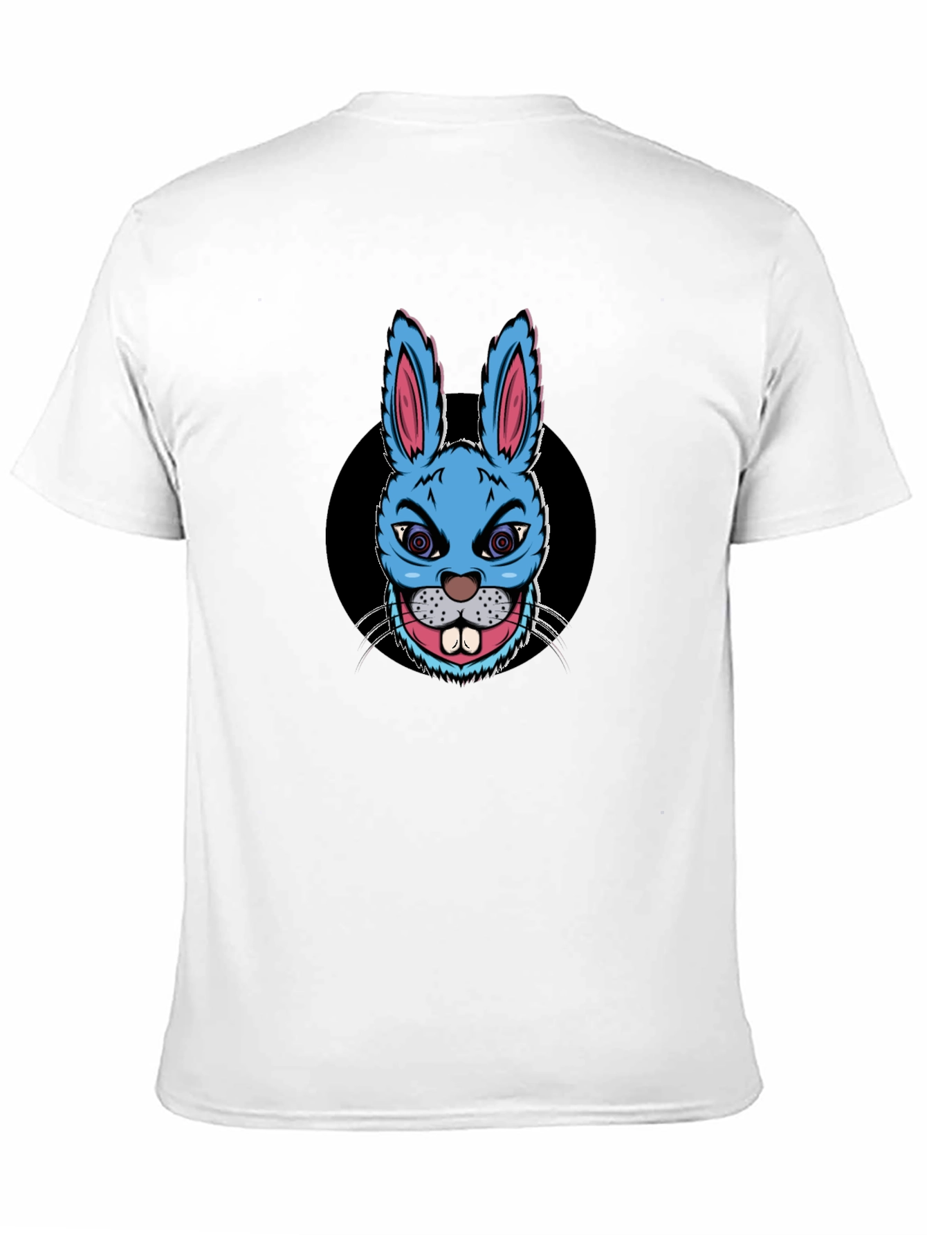Mens Black T-shirt with Blue Rabbit Print