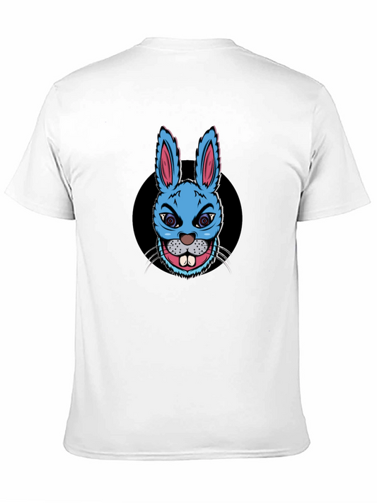 Mens Black T-shirt with Blue Rabbit Print