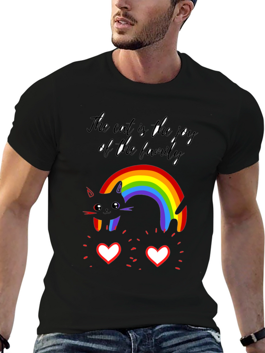 Joyful Cat Family Rainbow T-Shirt