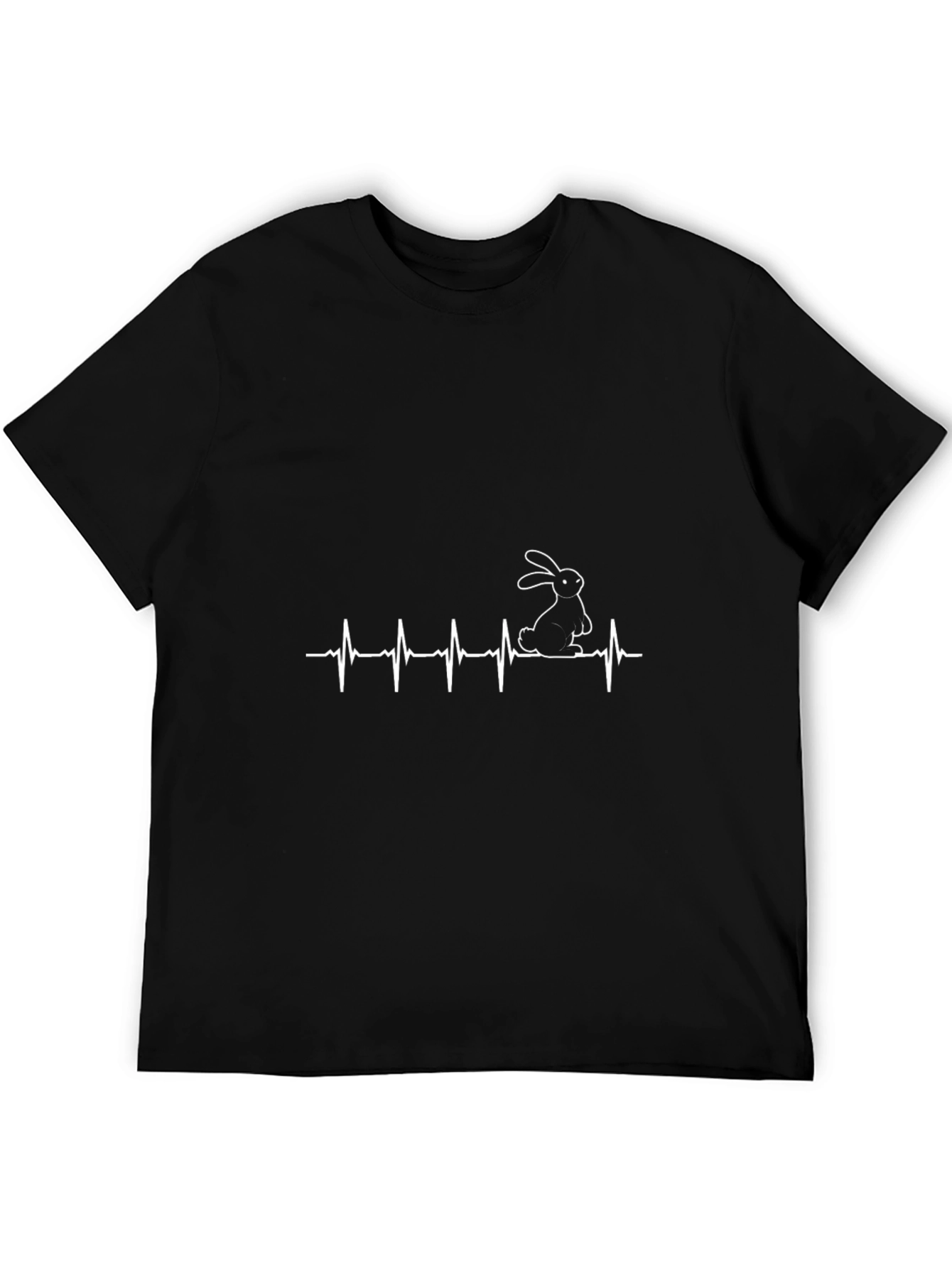 Mens Black Rabbit Heartbeat Graphic Tee