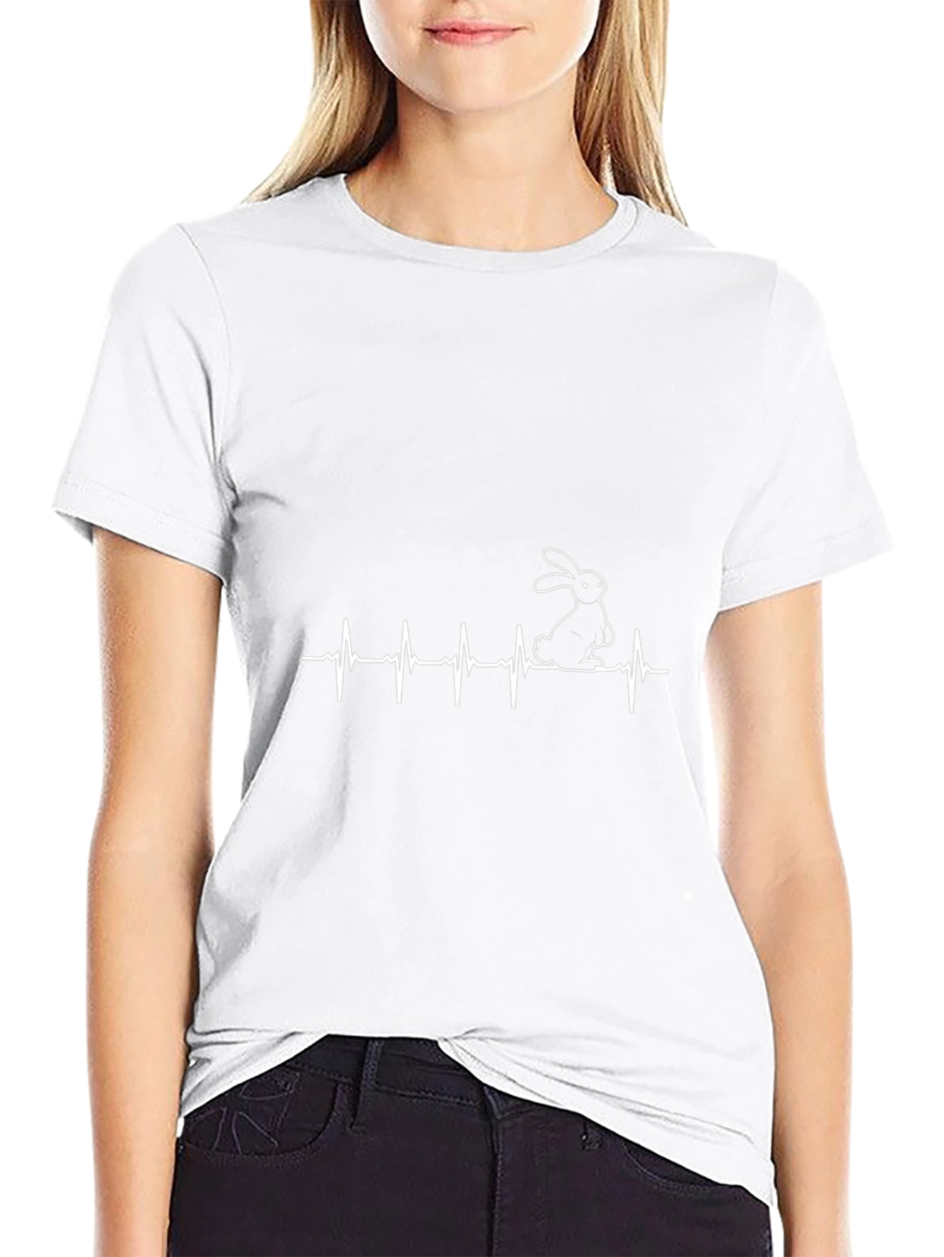 Mens Black Rabbit Heartbeat Graphic Tee