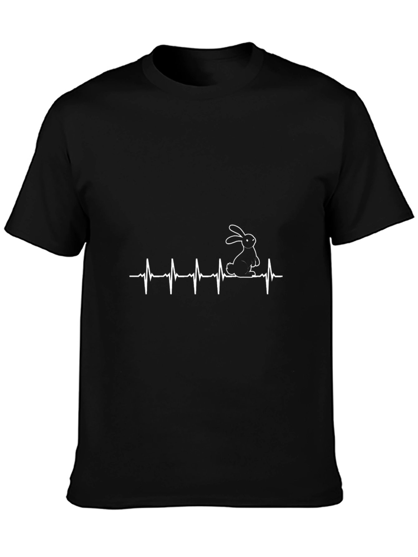 Mens Black Rabbit Heartbeat Graphic Tee