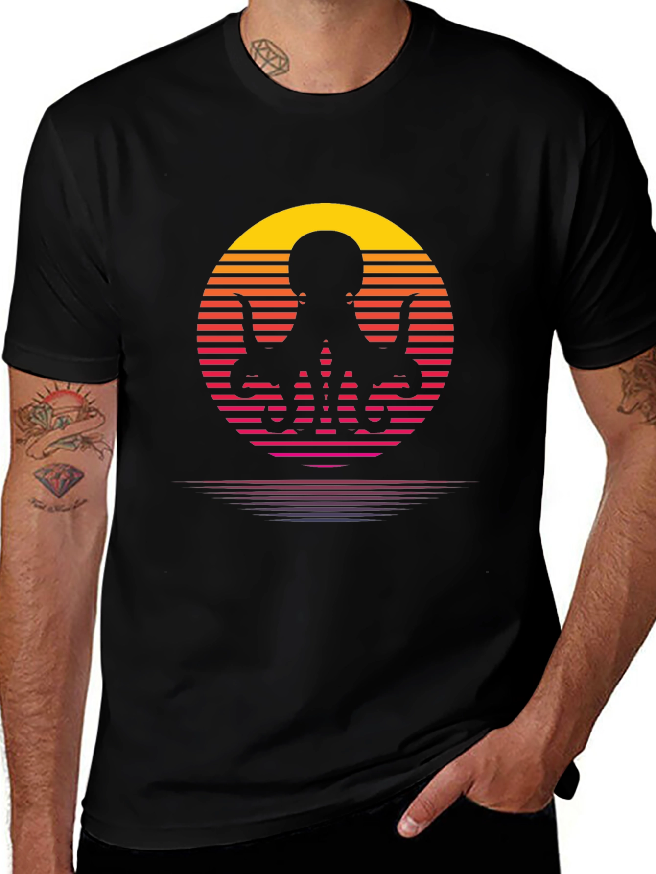 Retro Octopus T-Shirt - Sunset Graphic Tee