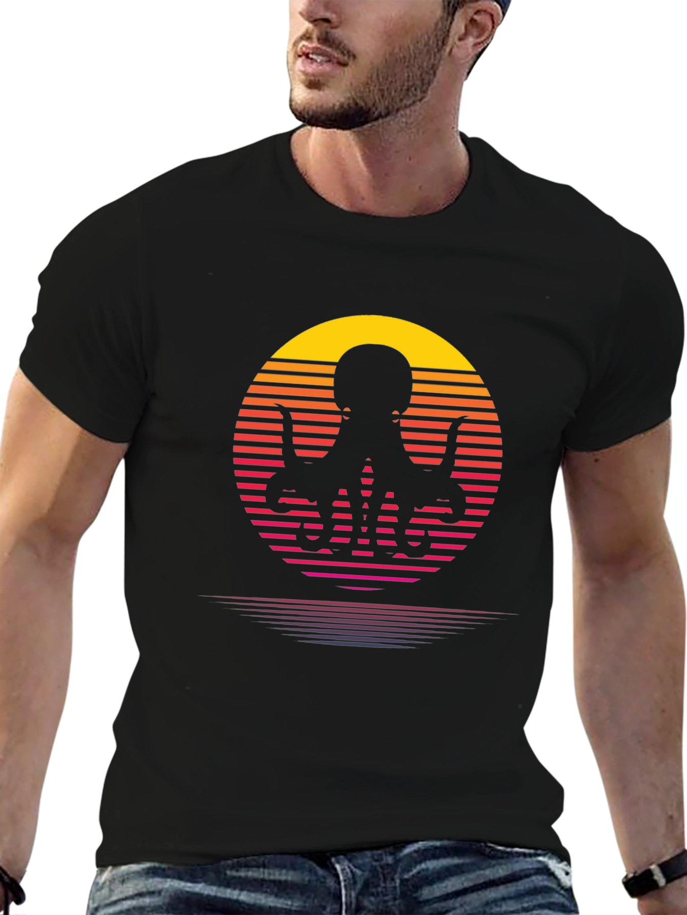 Retro Octopus T-Shirt - Sunset Graphic Tee