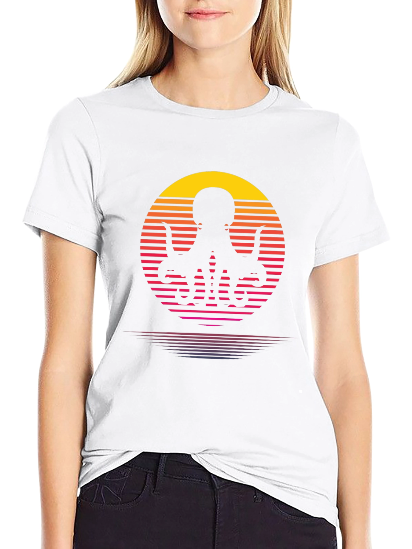 Retro Octopus T-Shirt - Sunset Graphic Tee