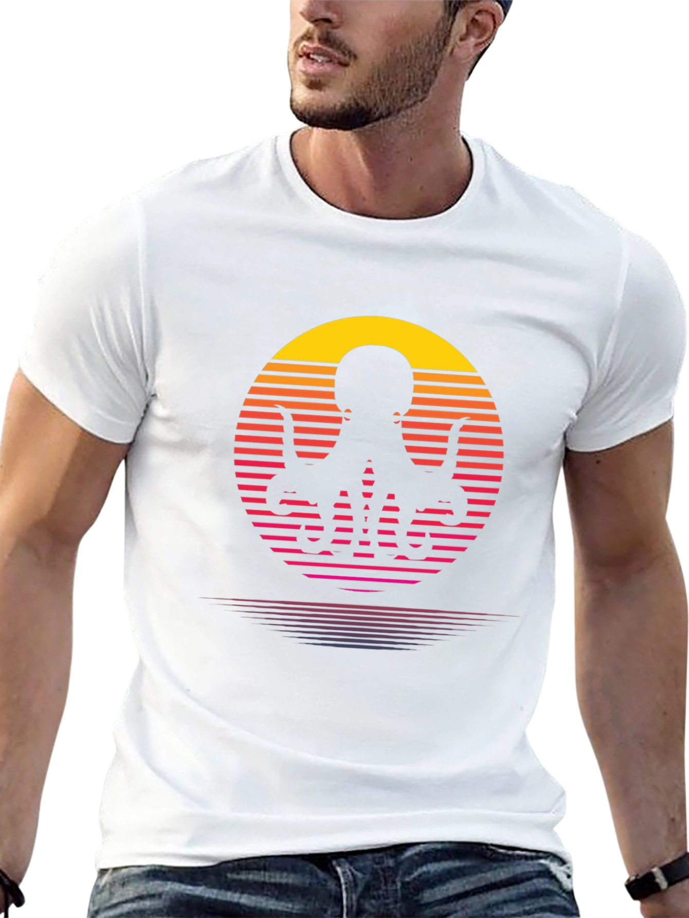 Retro Octopus T-Shirt - Sunset Graphic Tee