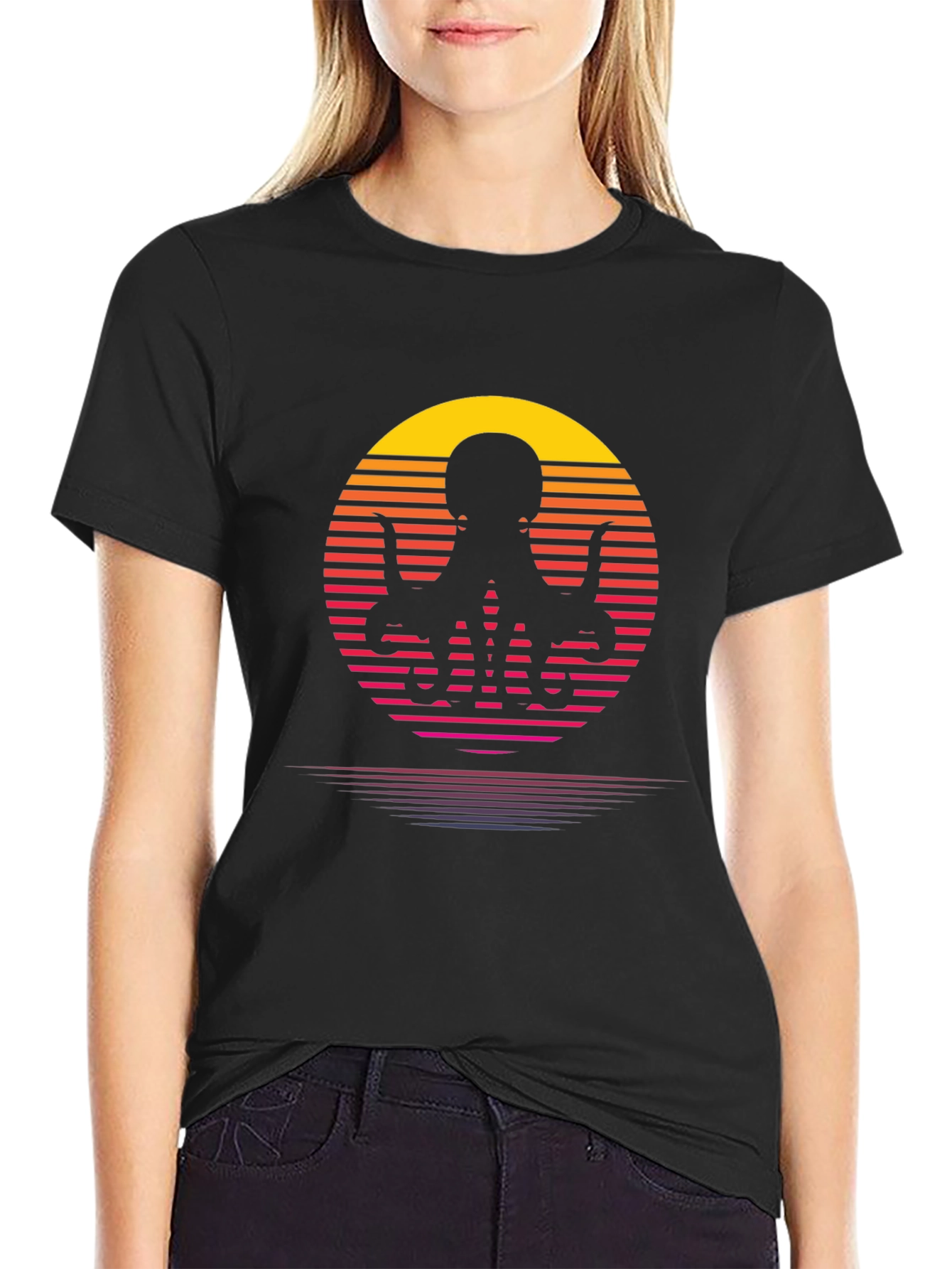 Retro Octopus T-Shirt - Sunset Graphic Tee
