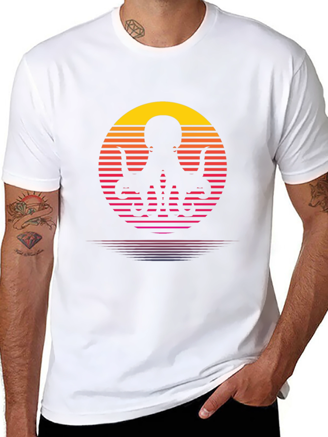 Retro Octopus T-Shirt - Sunset Graphic Tee