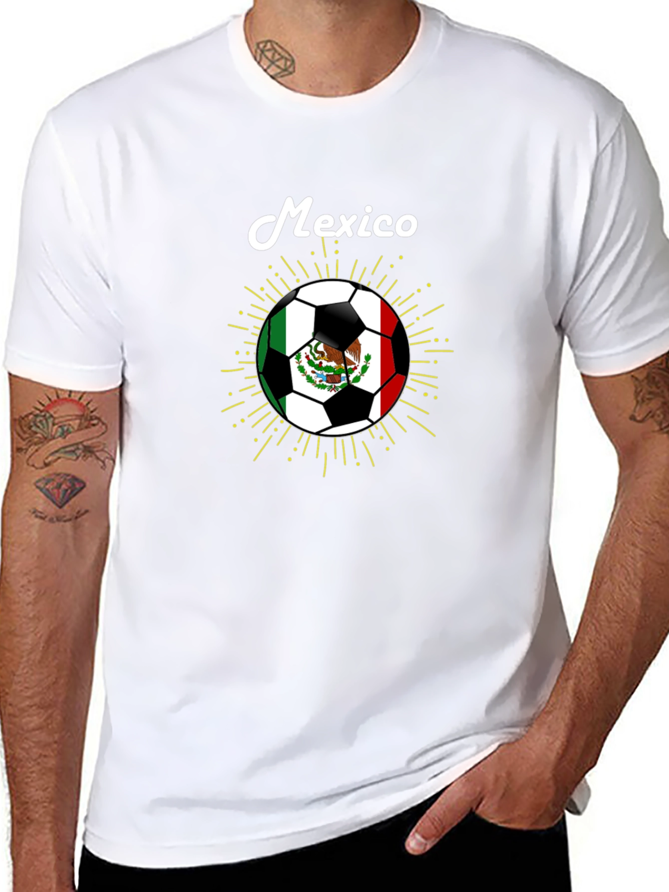 Mexico Soccer Ball Graphic T-Shirt - Black