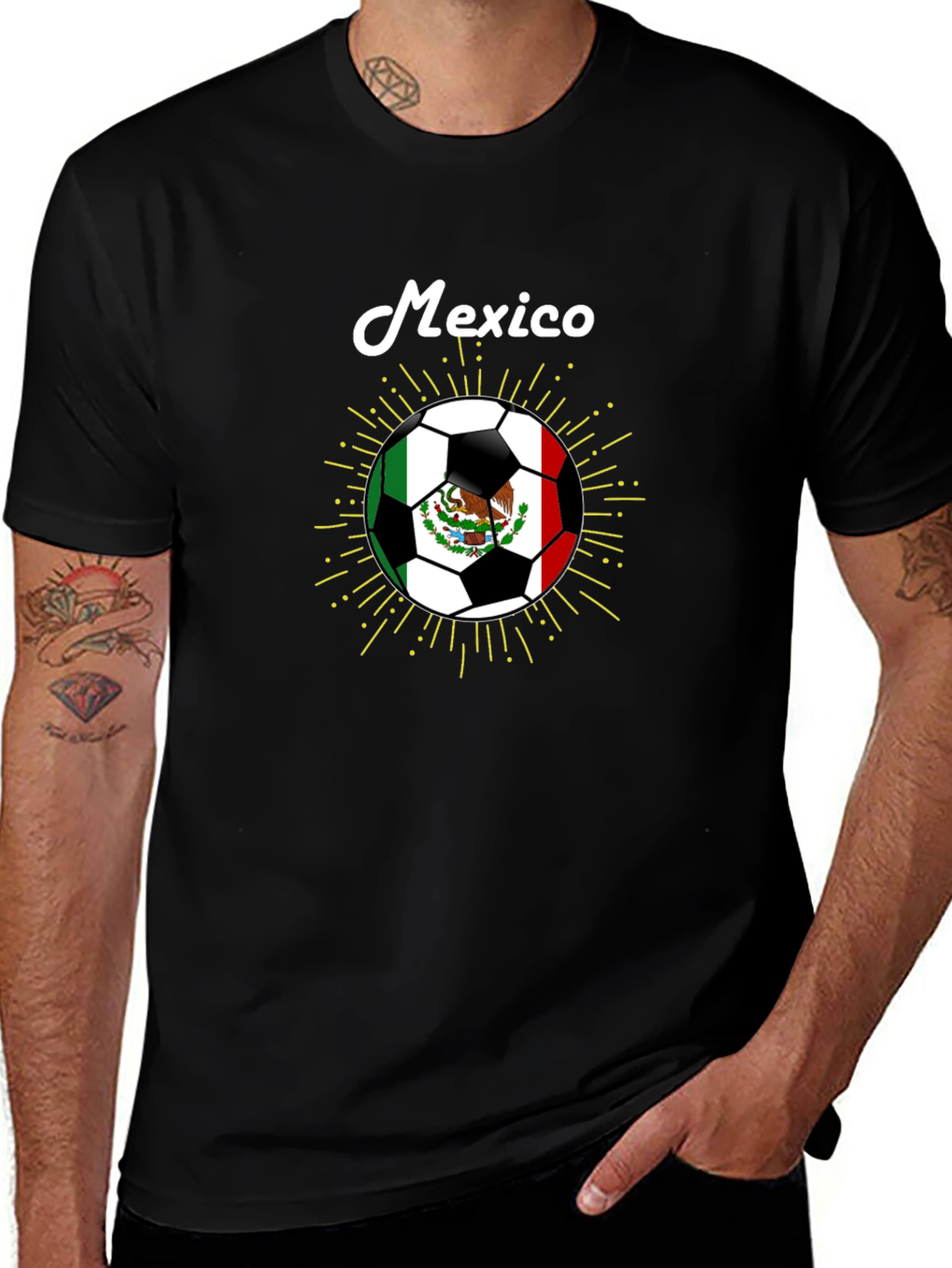 Mexico Soccer Ball Graphic T-Shirt - Black