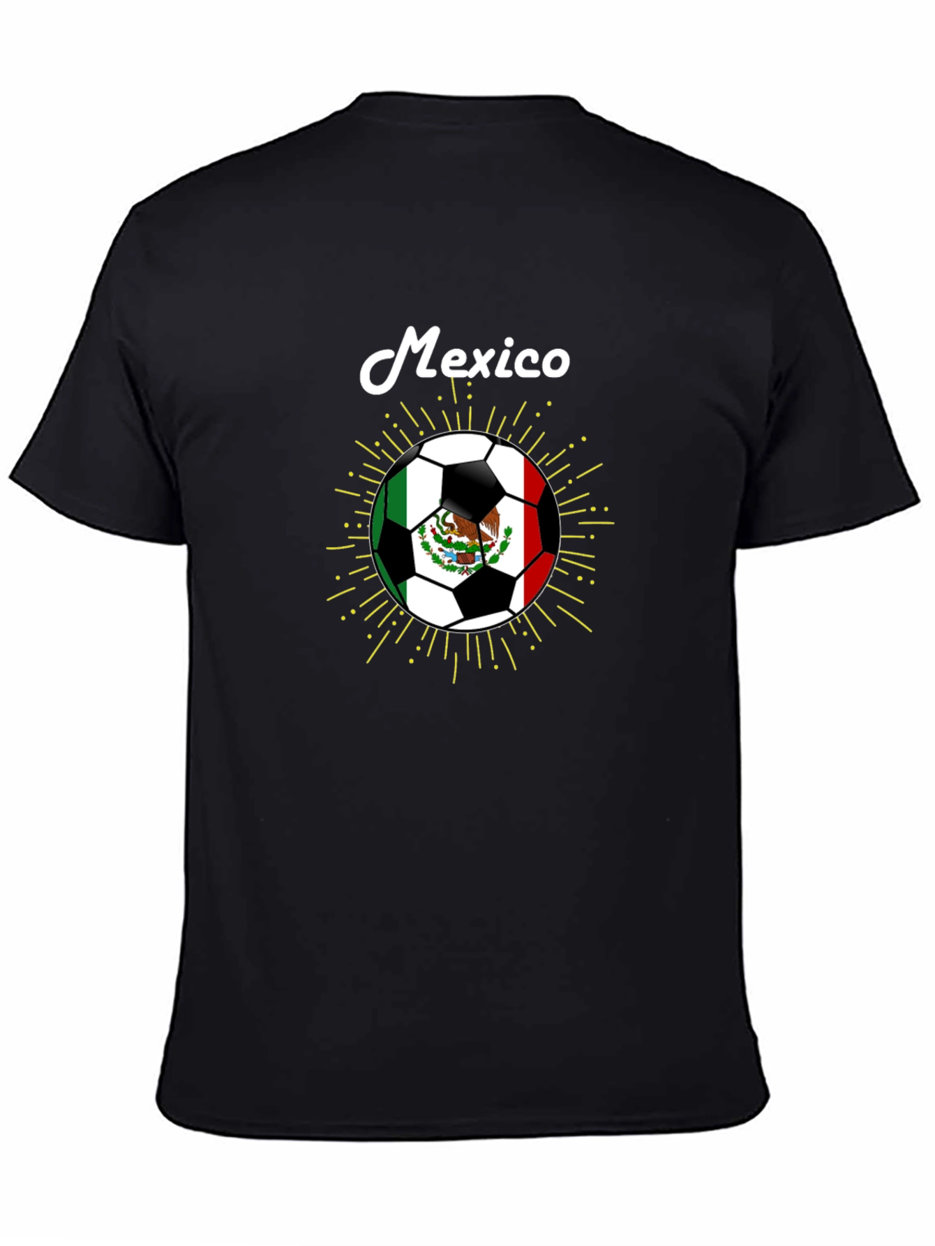 Mexico Soccer Ball Graphic T-Shirt - Black