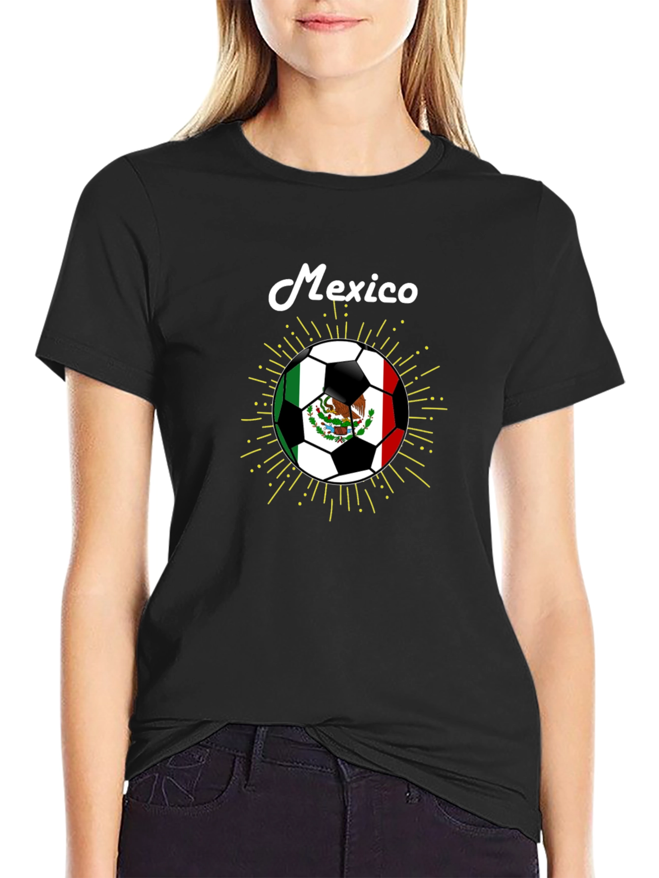 Mexico Soccer Ball Graphic T-Shirt - Black
