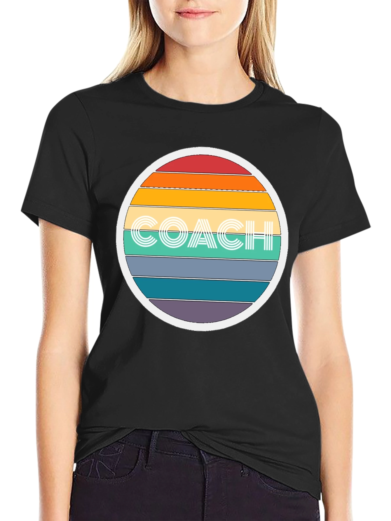 Retro Coach T-Shirt - Rainbow Design