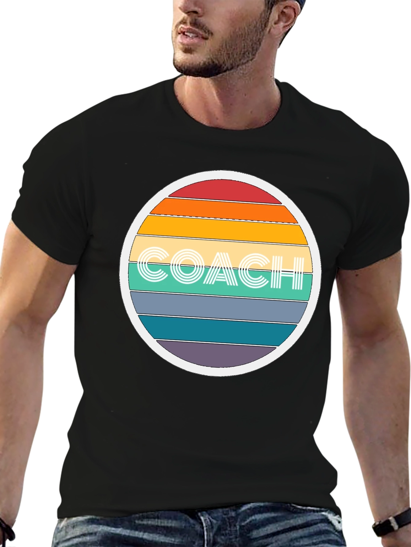 Retro Coach T-Shirt - Rainbow Design