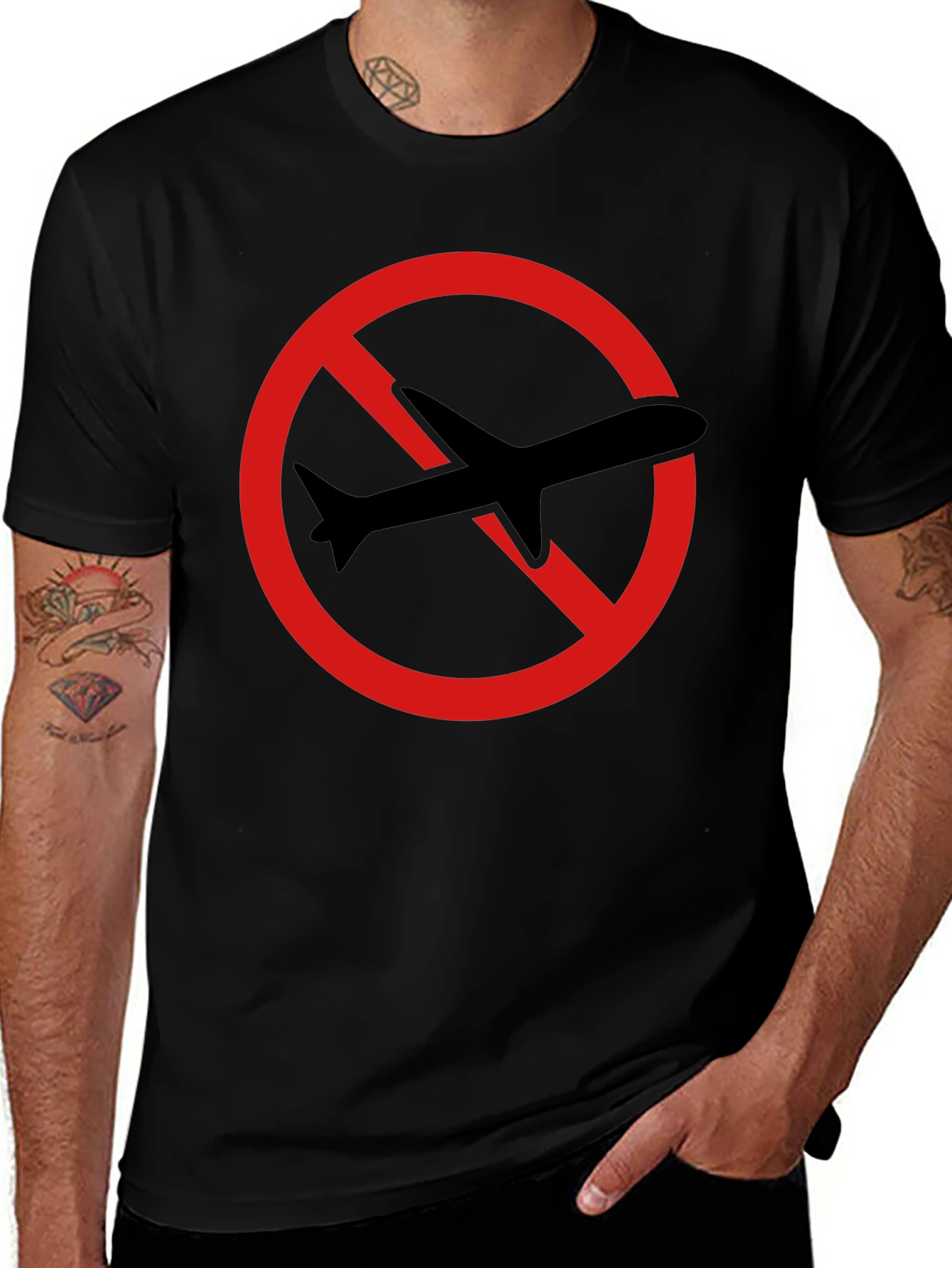 No Flights T-Shirt - Black Crew Neck Tee