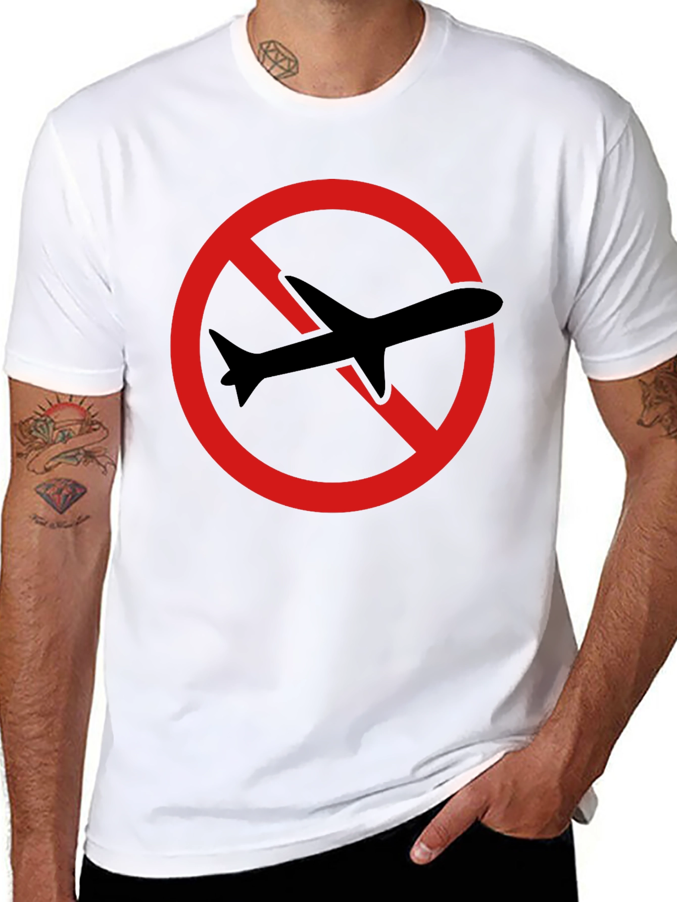 No Flights T-Shirt - Black Crew Neck Tee
